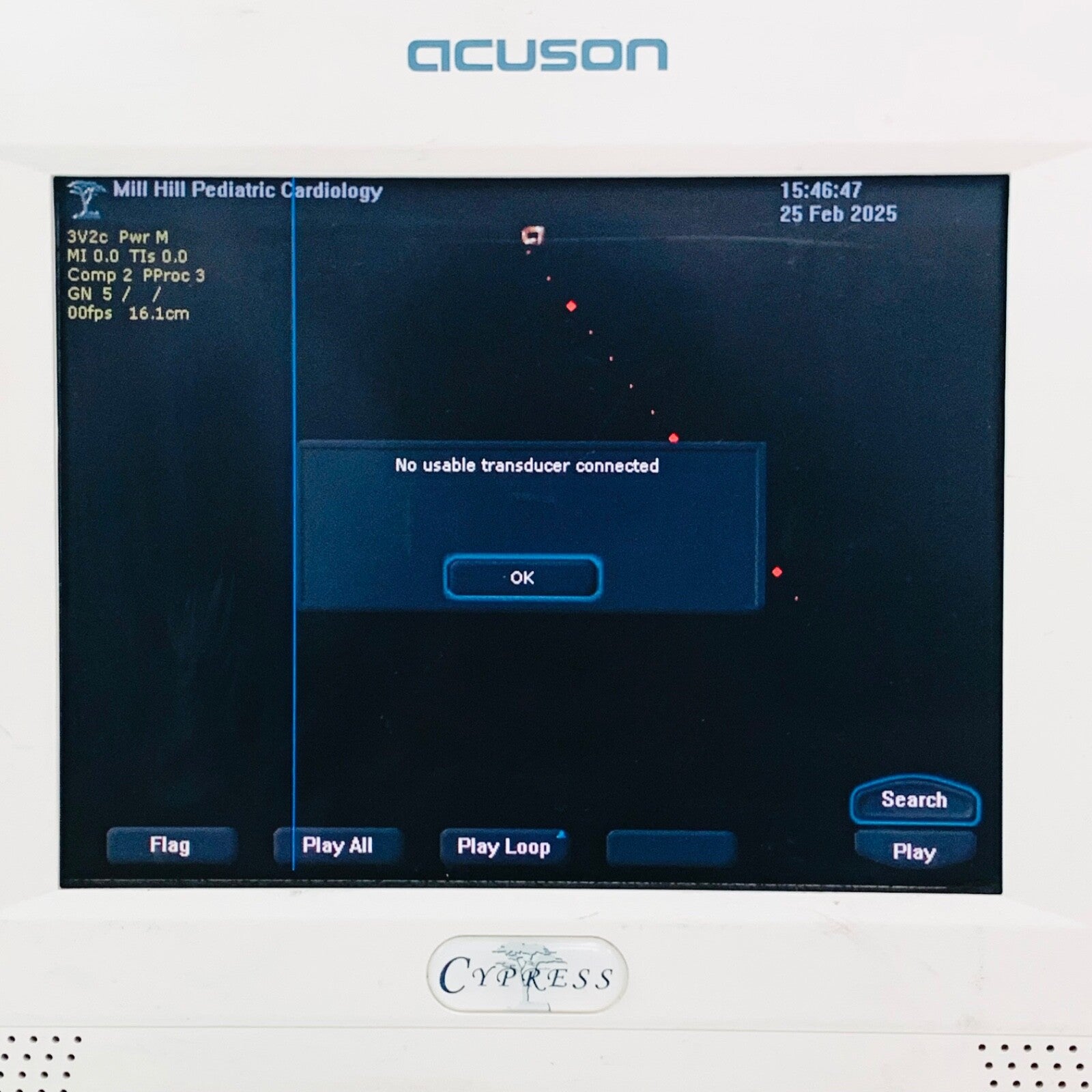 Acuson Cypress Ultrasound System with 7V3C, 3V2C Transducer