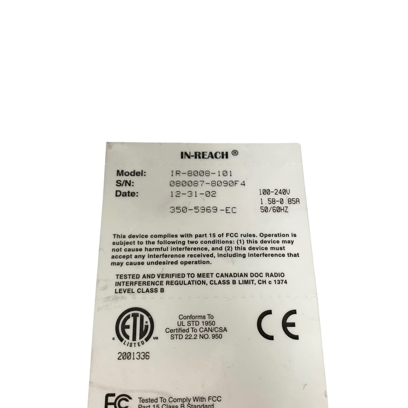 MRV REF IR-8008-101, IN REACH iTOUCH COMMUNICATION CONSOLE