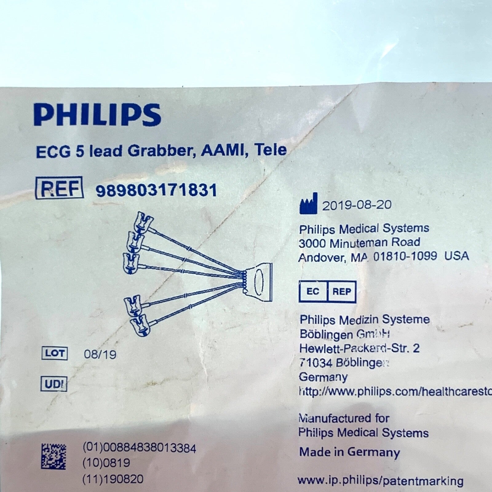 PHILIPS REF 989803171831, ECG 5 Lead Grabber, AAMI
