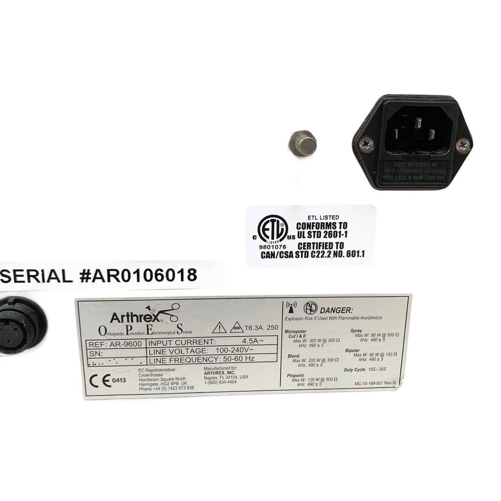 Arthrex Ref AR-9600, OPES Orthopedic Procedure Electrosurgical System