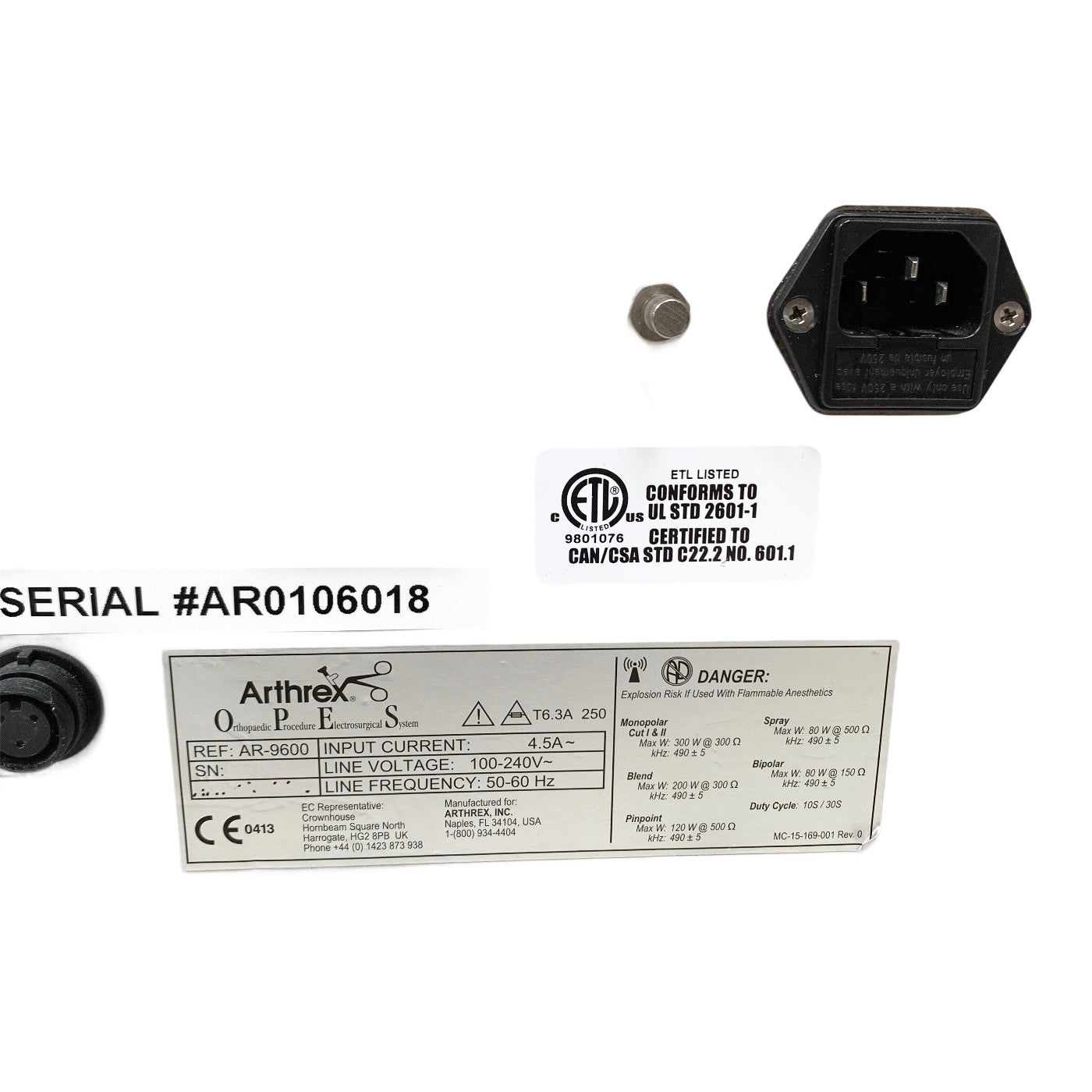 Arthrex Ref AR-9600, OPES Orthopedic Procedure Electrosurgical System