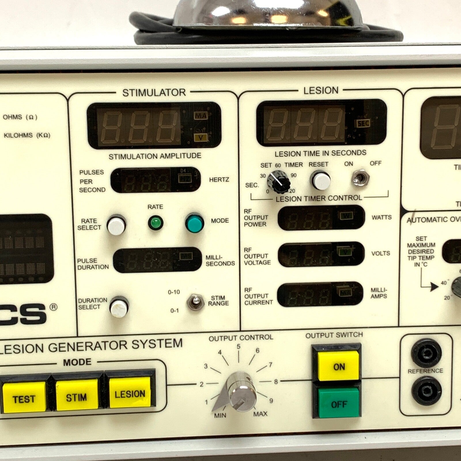 Radionics REF RFG-3CF, Graphics RF Lesion Generator System w/ Footswitch