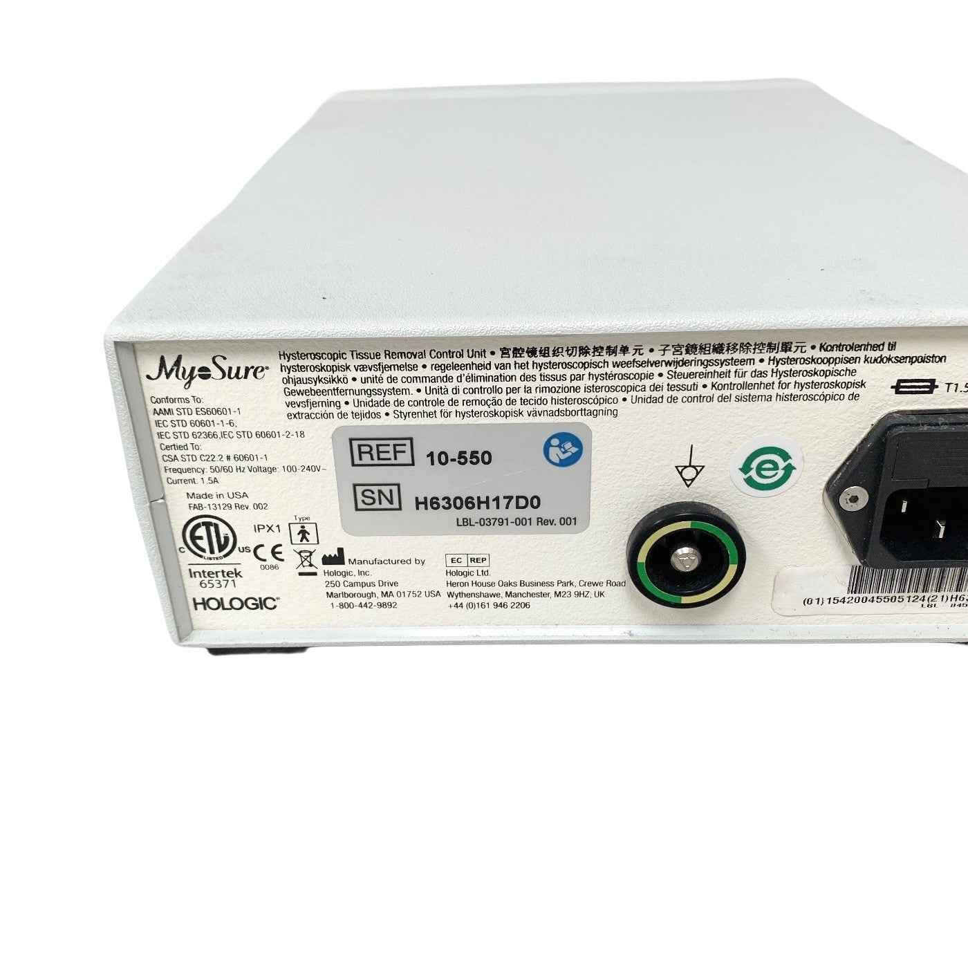 Hologic REF 10-550, Hysteroscopic Tissue Removal Control Unit, w/ AIR FOOTSWITCH