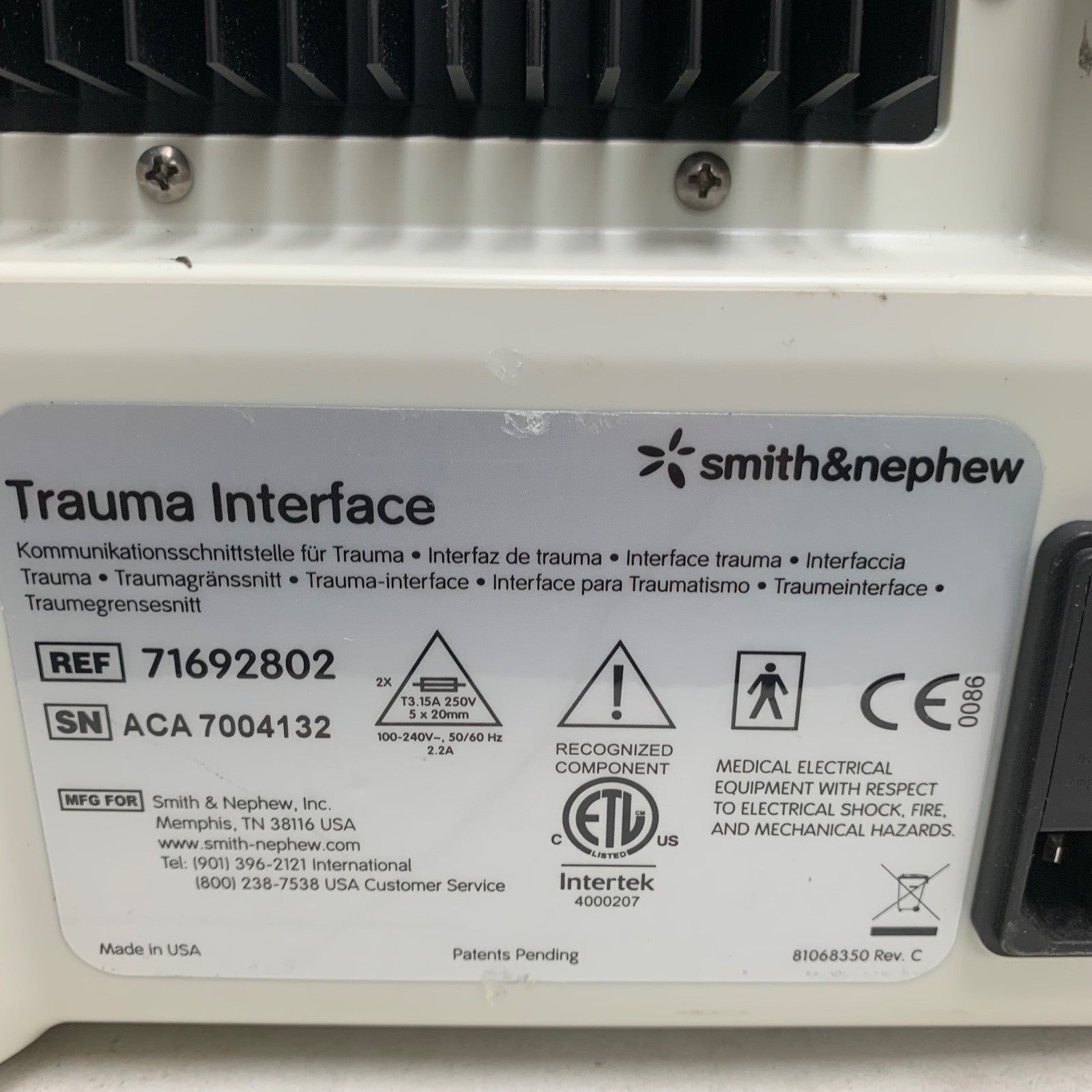 Smith & Nephew Trauma Interface for Trigen Sureshot Distal Targeting System