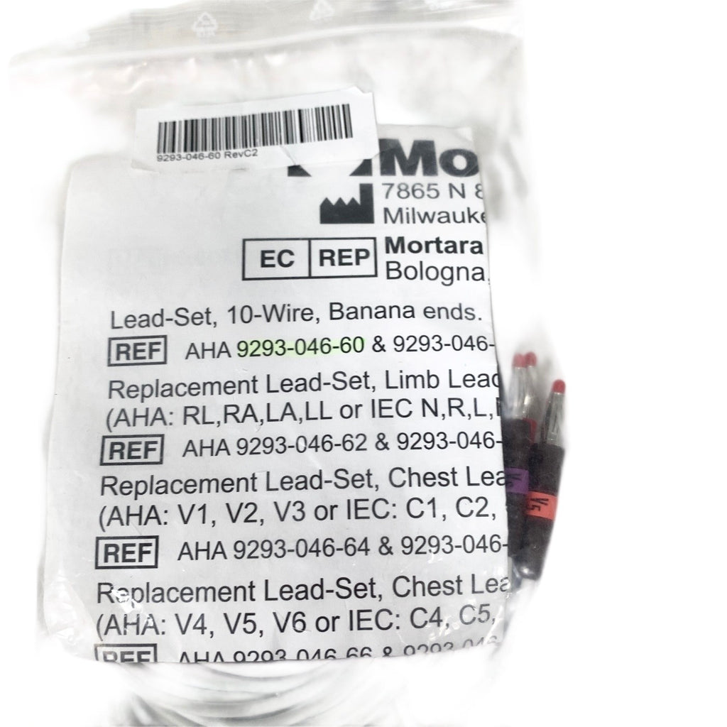 NEW Mortara 9293-046-60, 10-Lead ECG EKG Leadwire Set Banana Ends