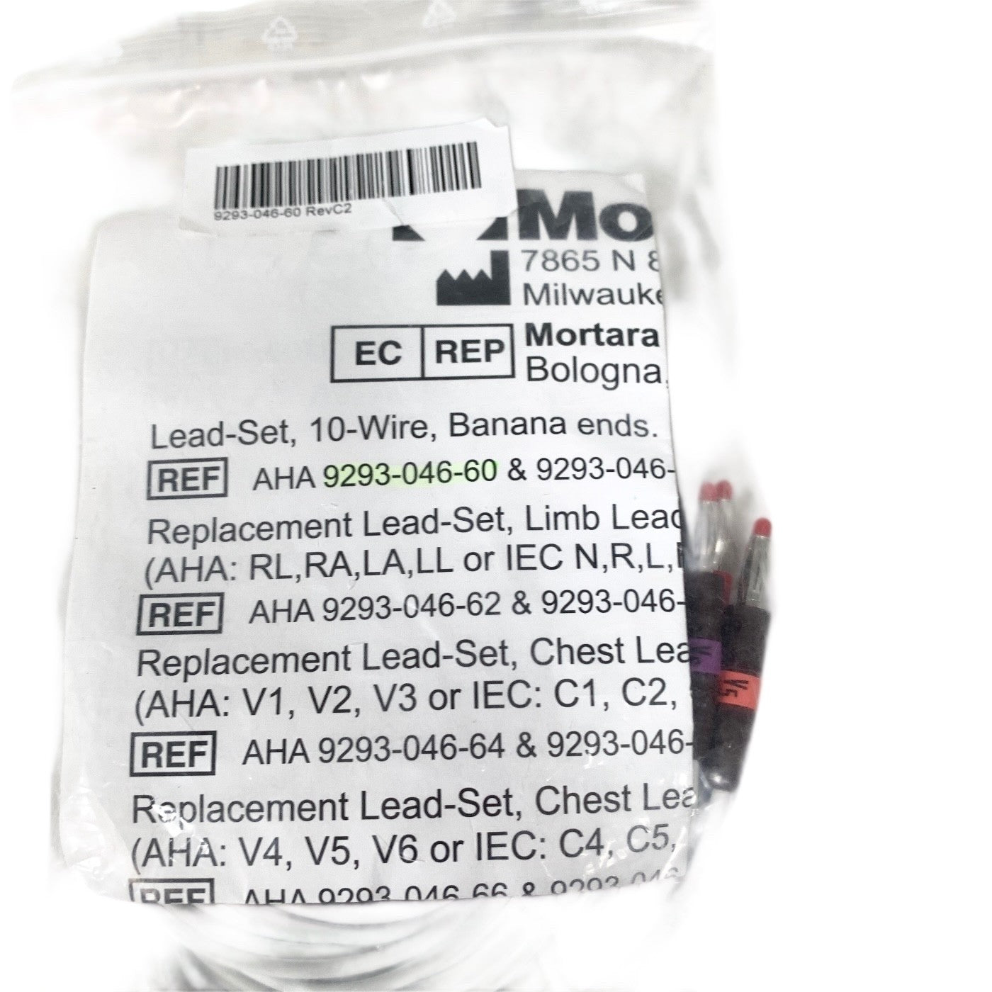 NEW Mortara 9293-046-60, 10-Lead ECG EKG Leadwire Set Banana Ends