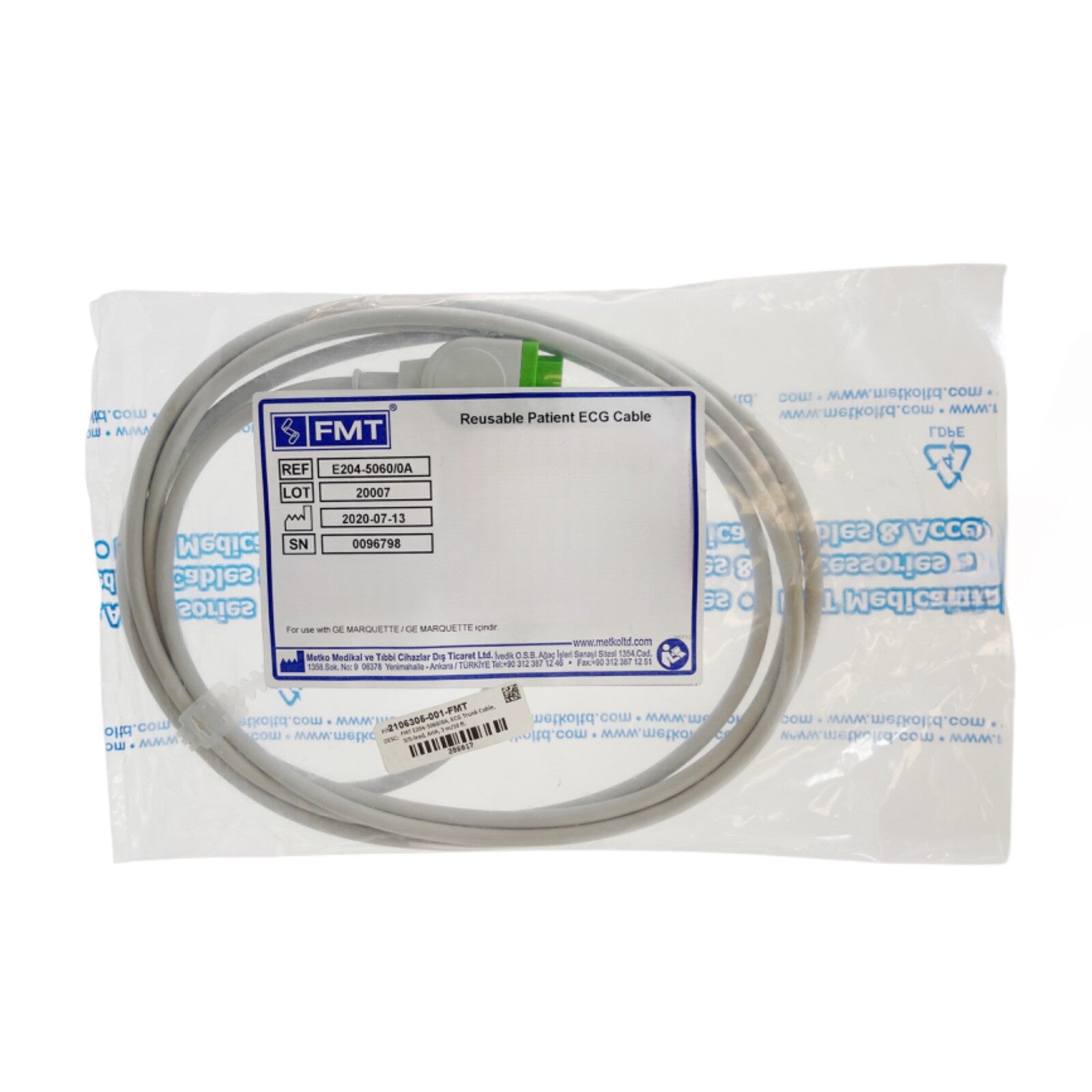 FMT E204-5060/0A Reusable Patient ECG Cable For GE MARQUETTE