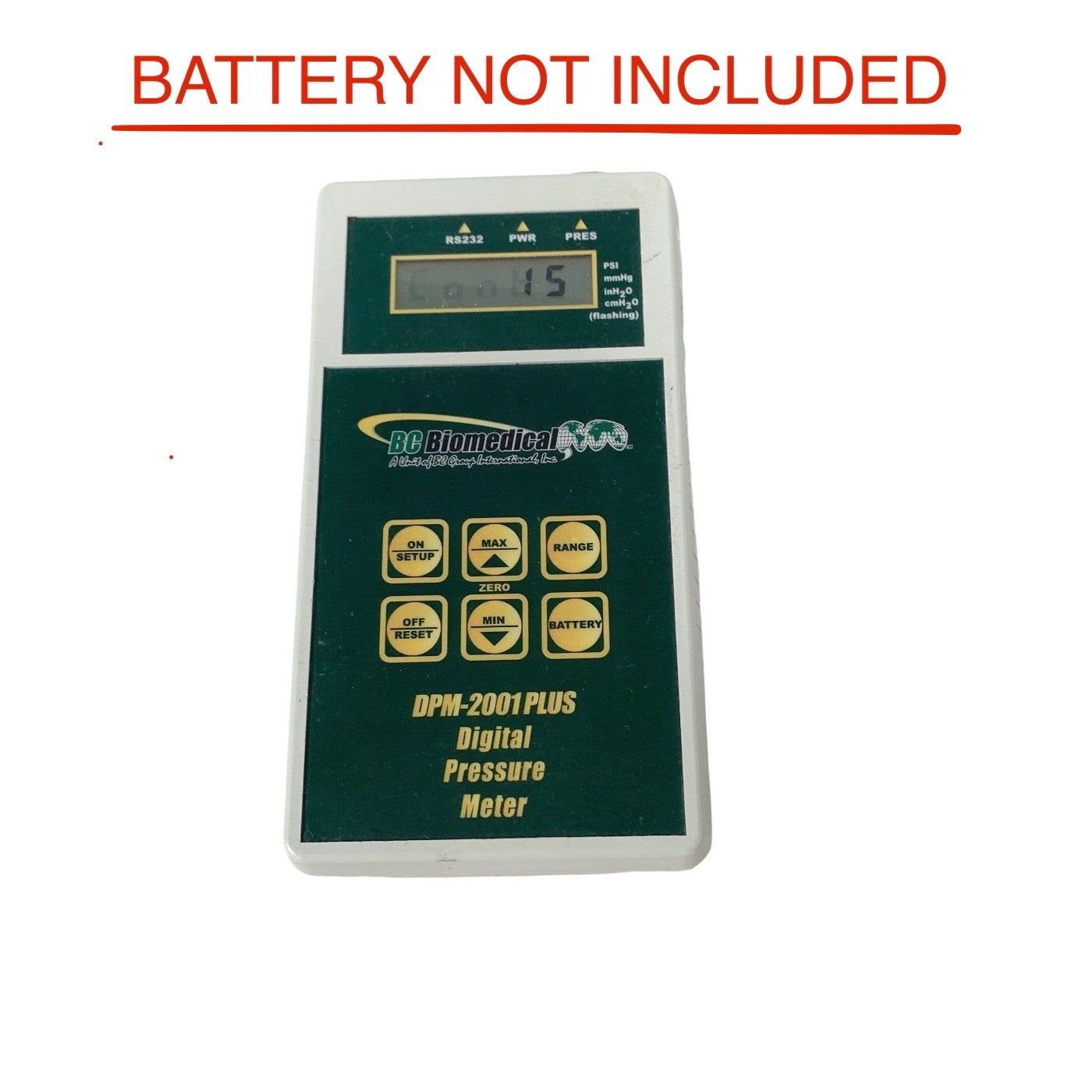 BC Biomedical DPM-2001 PLUS Digital Pressure Meter Gauge - Gas & Liquid PSI mmHg