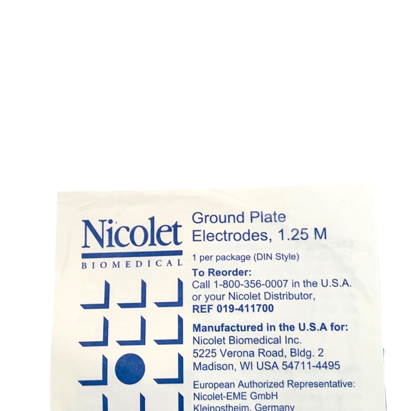 Nicolet REF 019-411700, GROUND PLATE ELECTRODE, 1.25M