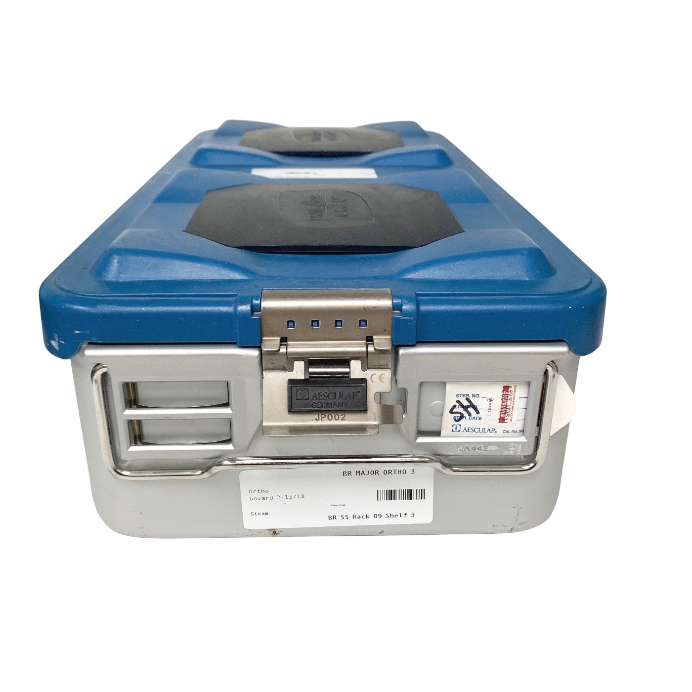 Aesculap REF JK440 STERILIZATION CASE W/JP002 LEAD AMD TRAY WITH PAD