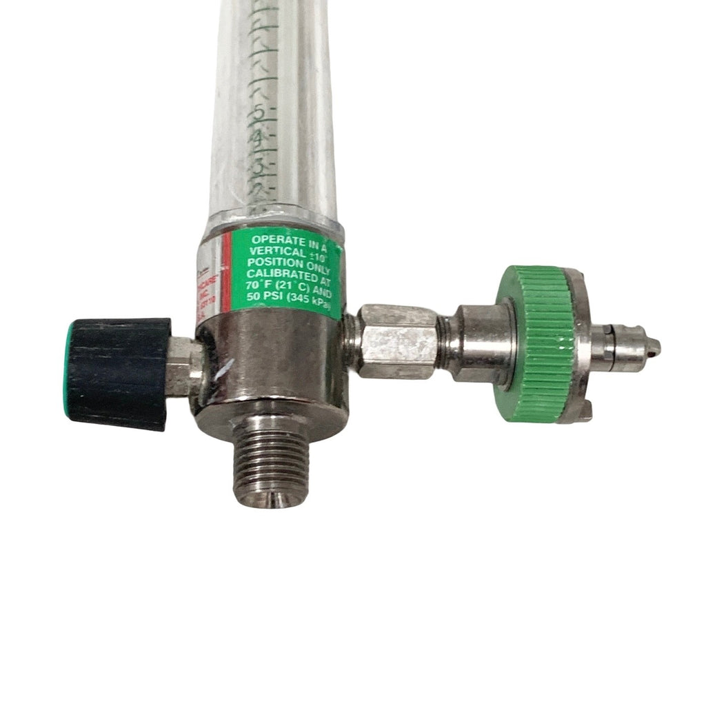 Ohio Medical Oxygen Flowmeter 0-15 LPM Thorpe Tube Side Inlet Diamond Adapter