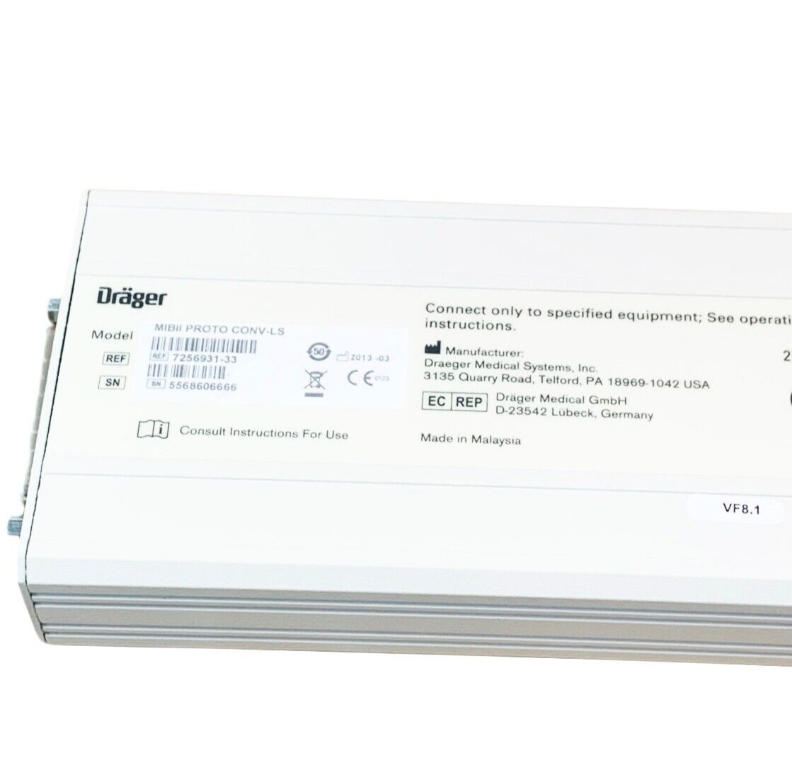 Drager REF 7256931-33, MIBII PROTO CONV-LS, DEVICE CONNECTIVITY