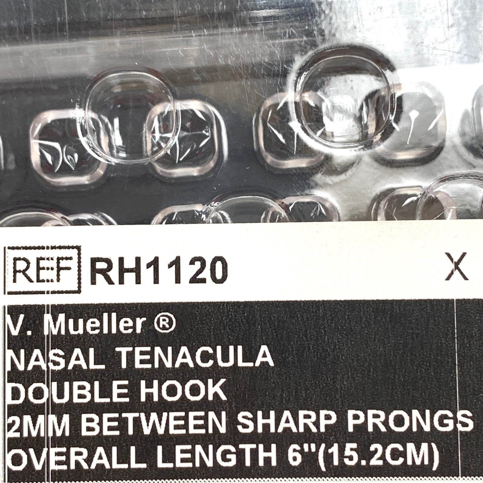V. Mueller REF RH1120, Nasal Tenacula Double Hook, 2mm Sharp Prongs