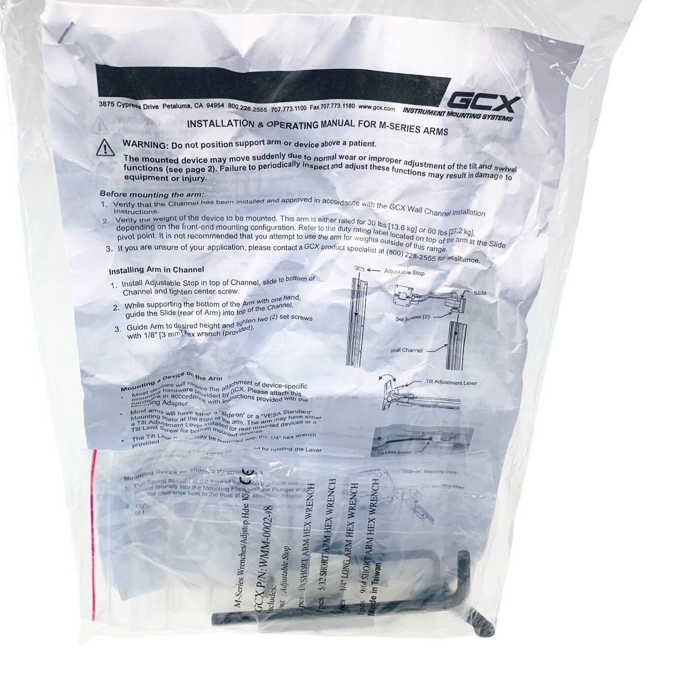 GCX M Series WMM-0001-01B, 10”/25..4cm Pivot Arm w/ Accessory