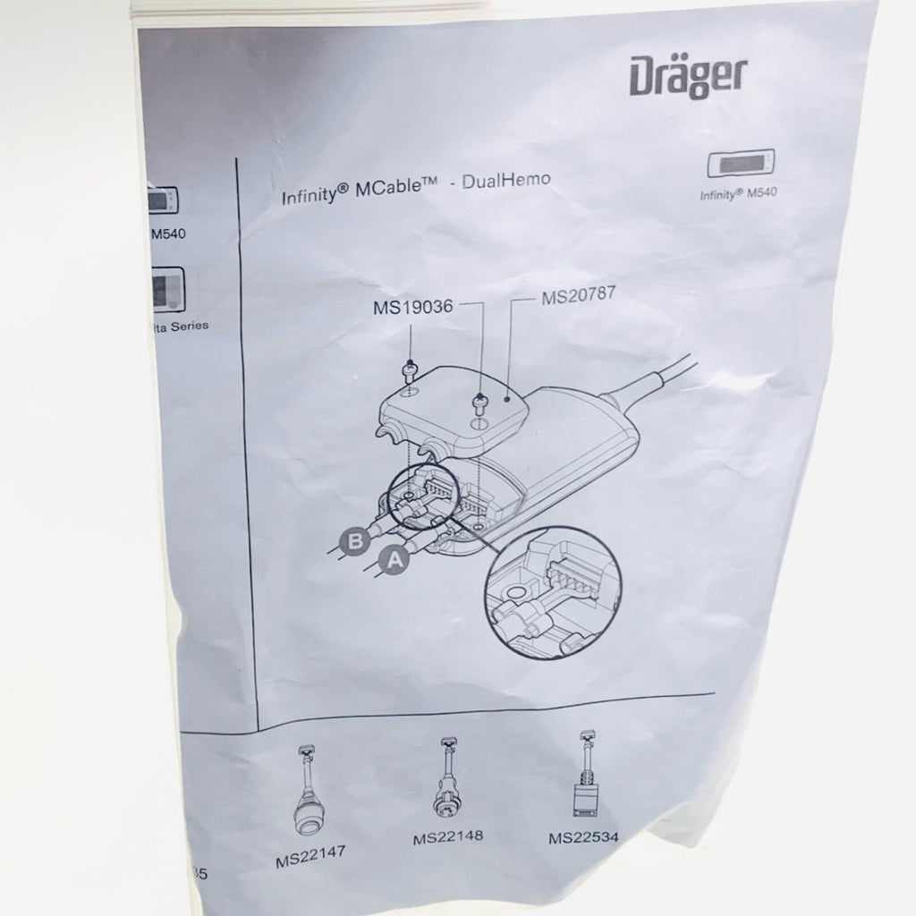 Drager REF MS22532, 10 PIN TRANSDUCER CABLE
