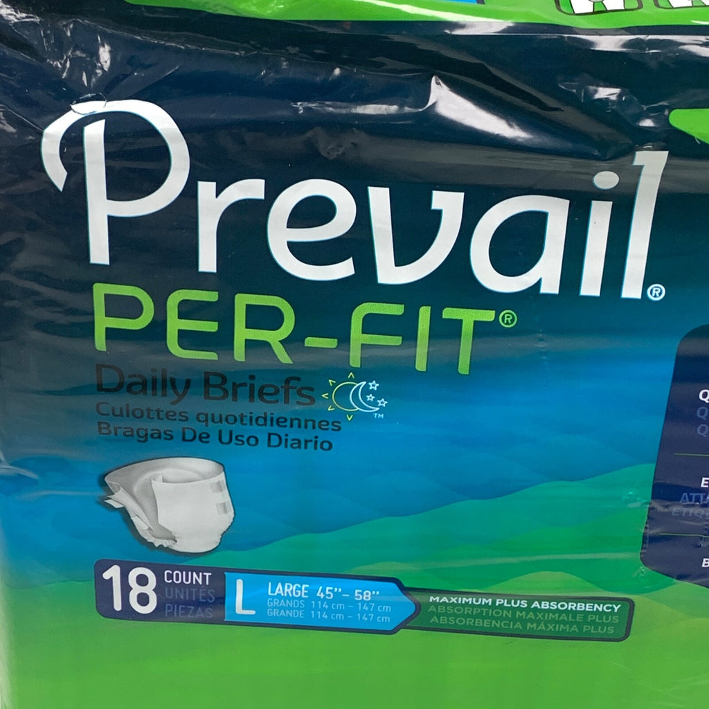 Prevail Per-fit Daily Briefs, Large 45"-58", 18 Count