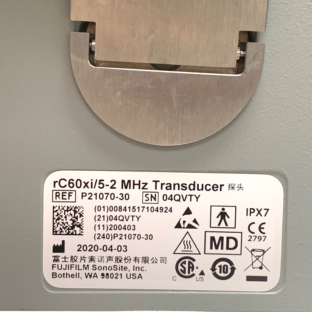 Sonosite Model rC60xi/5-2 MHz EDGE II, Convex Transducer Probe, REF P21070-30