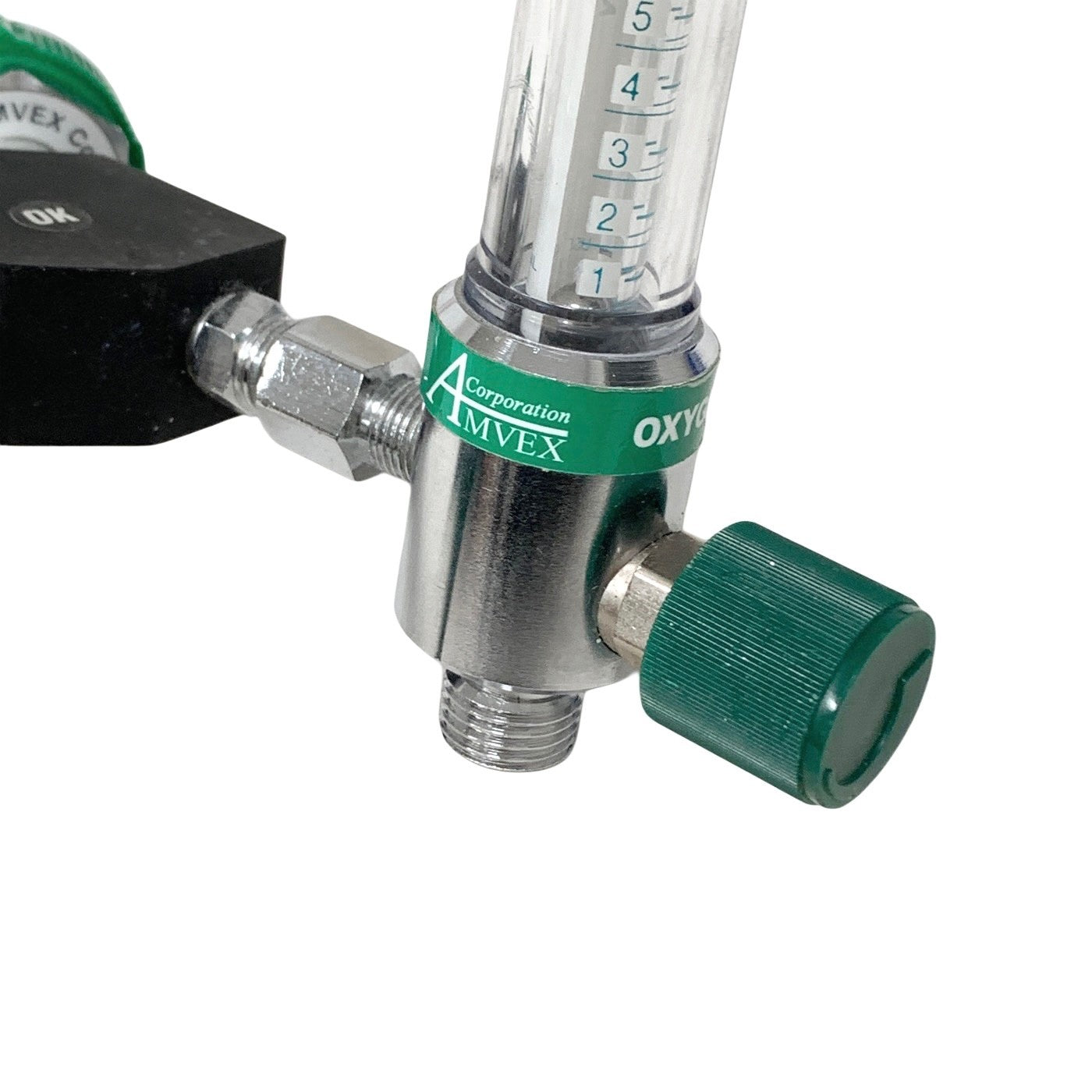 Amvex Corporation Dual O2 Flowmeter, Model O2, w/ Y Block Assembly, MALE CONNECT