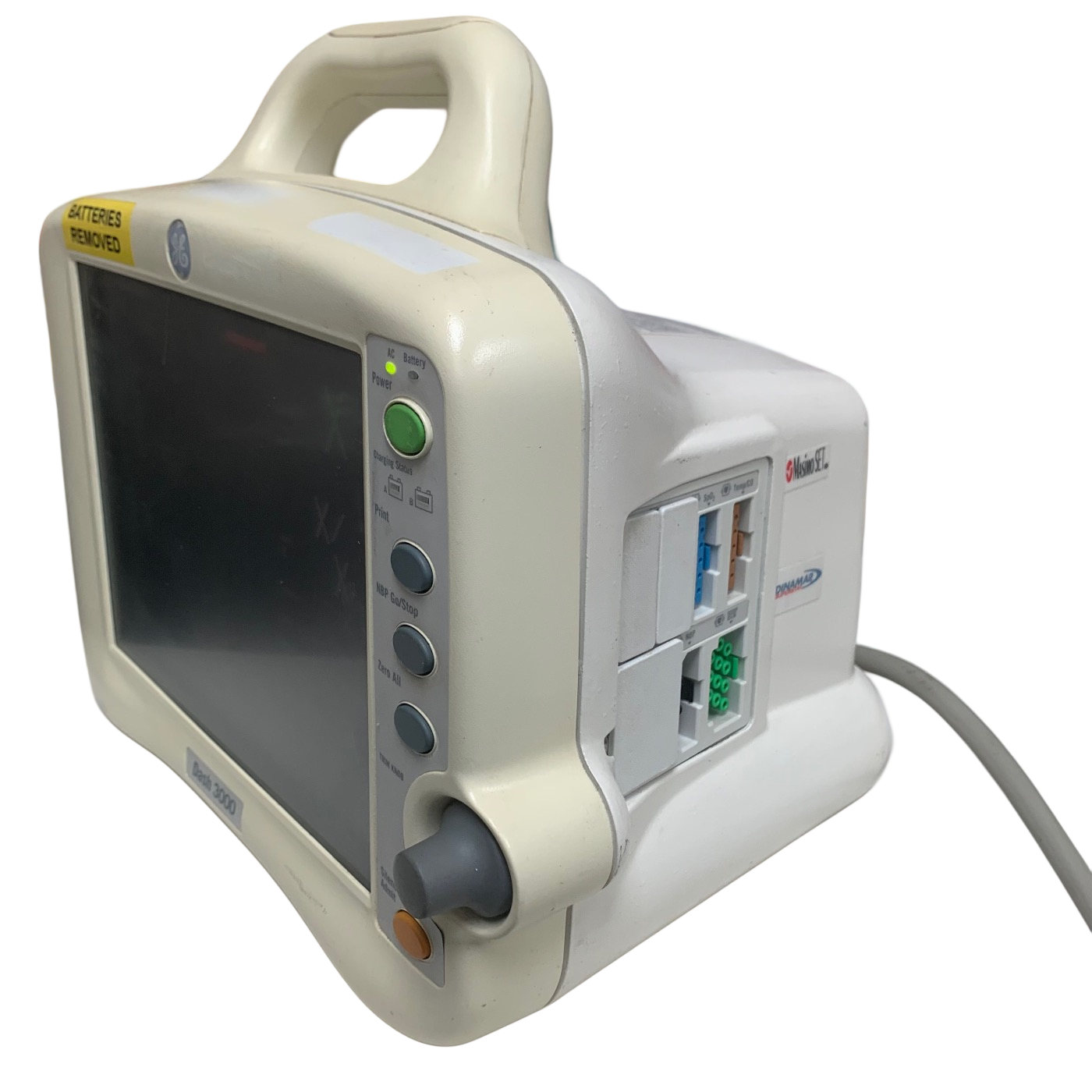 GE DASH 3000 PATIENT MONITOR - ECG, SPO2, NIBP, TEMP - NO BATTERIES OR PRINTER