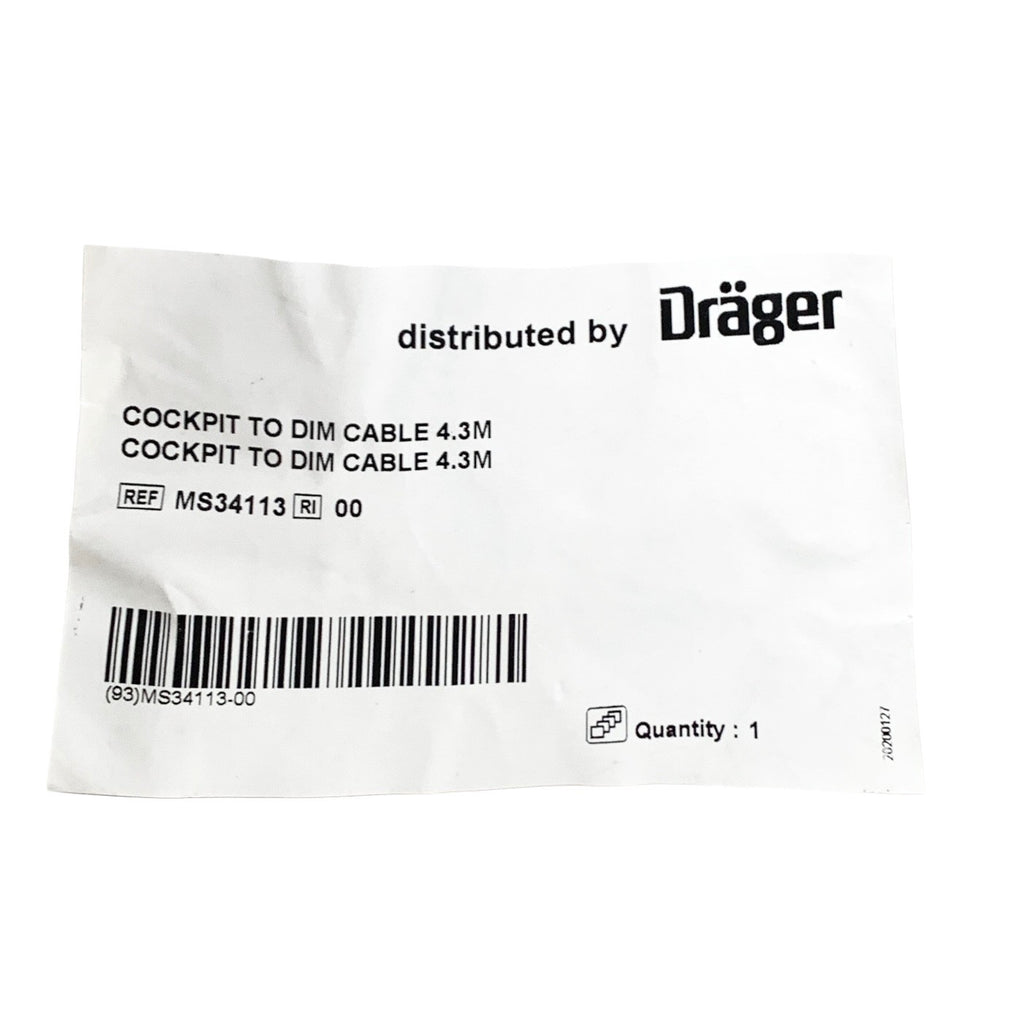 Drager REF MS34113, Cockpit to DIM Cable 4.3M OEM