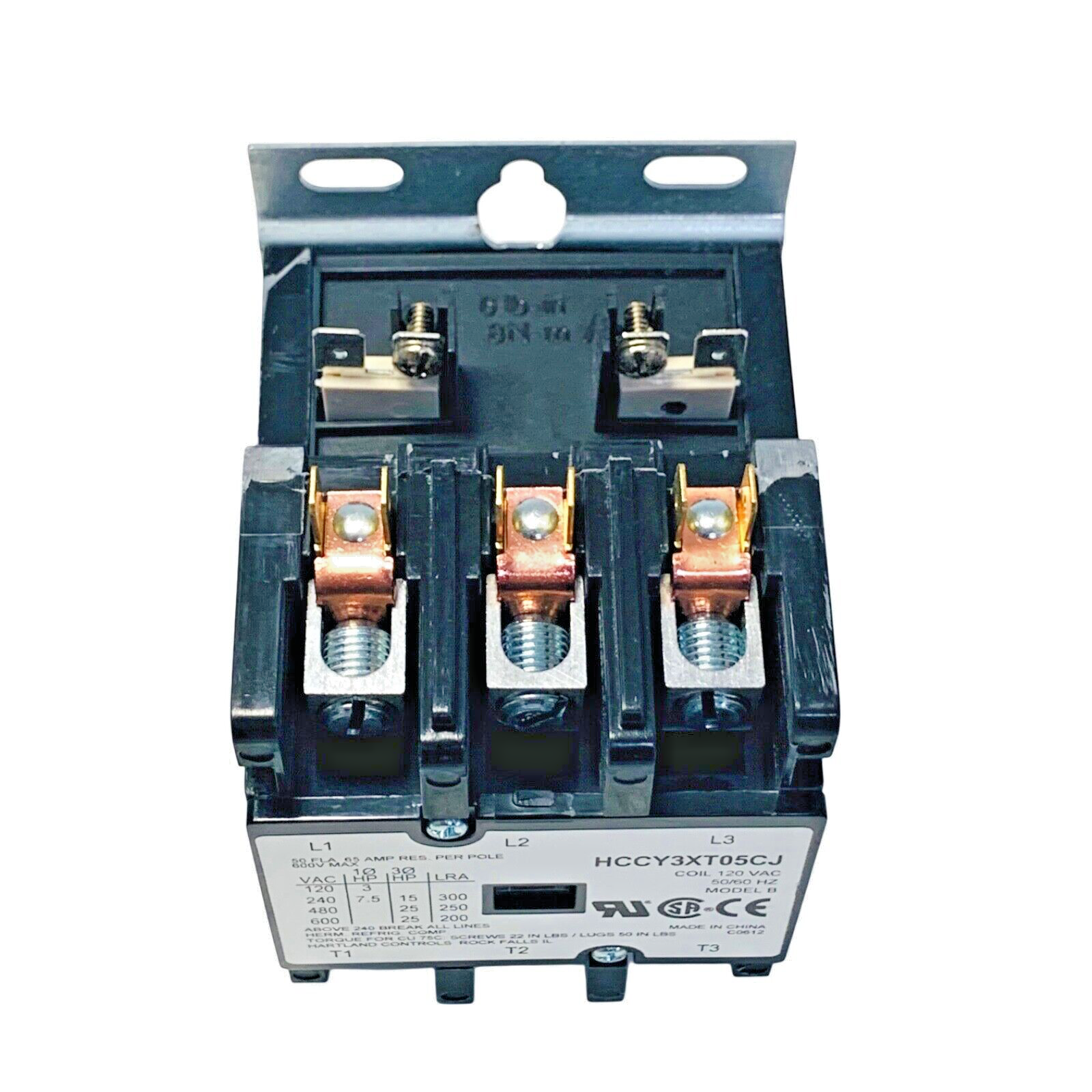 HARTLAND CONTROL Ref HCCY3XT05CJ, 3/120/50FLA/65A 3 Pole Contactor