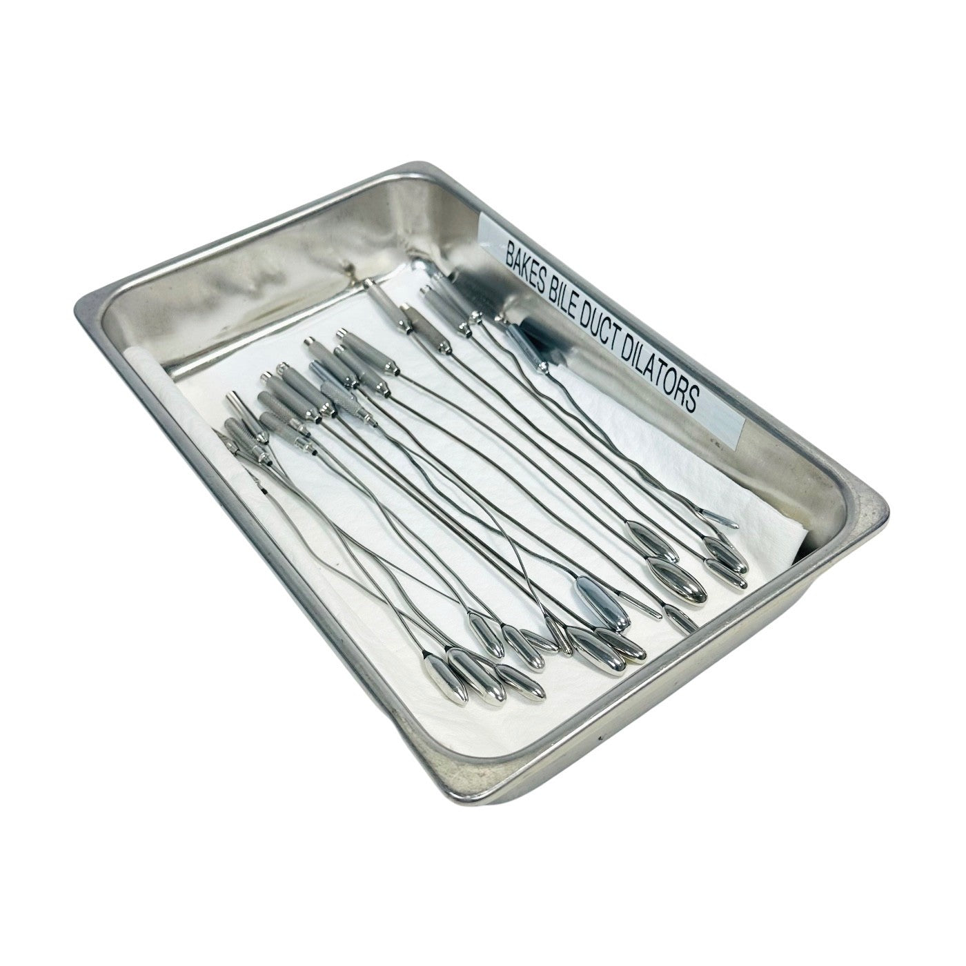 Pilling  / Others Bakes Bile Duct Dilators ( Lot Of 18 ) W/ Steel Tray