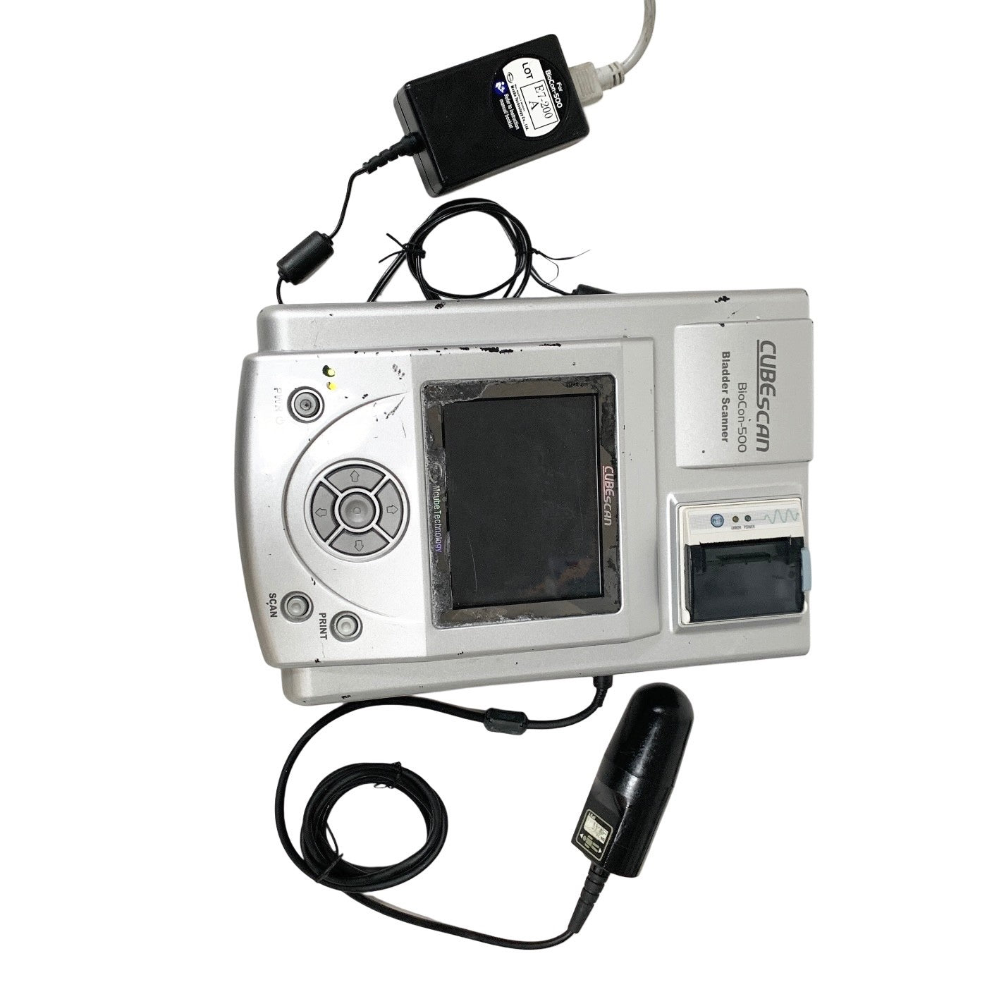CubeScan BioCon-500 Bladder Scanner w/ Probe & Power Supply, Ultrasound AS IS