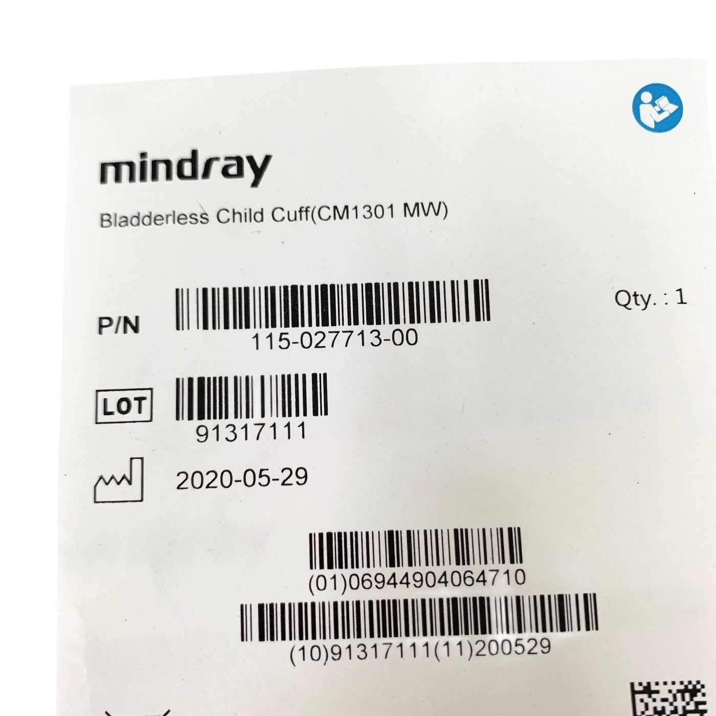 SHENZHEN MINDRAY REF 115-027713-00, Bladderless Child Cuff