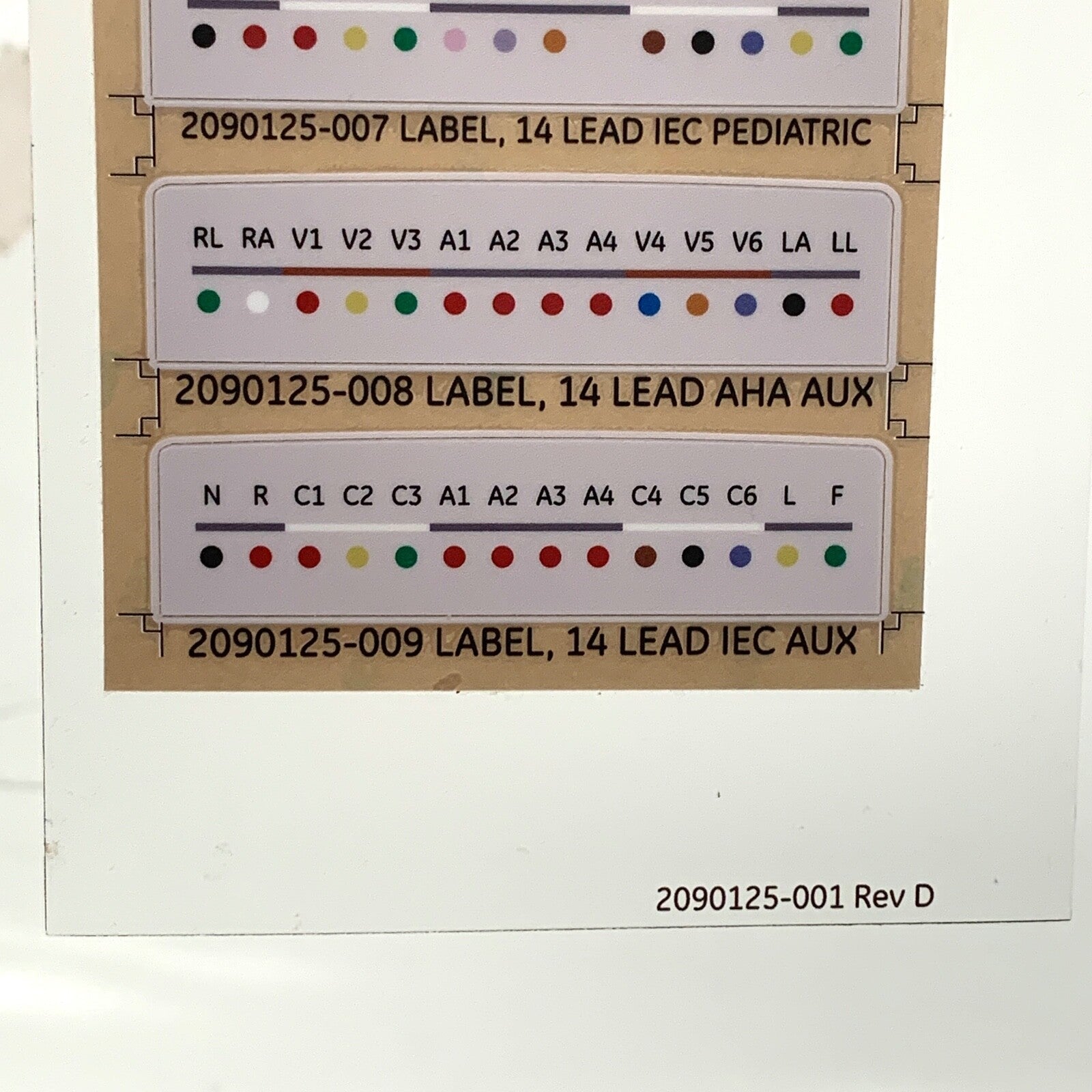 GE REF 2090125-001, Lead Wire Indication Label