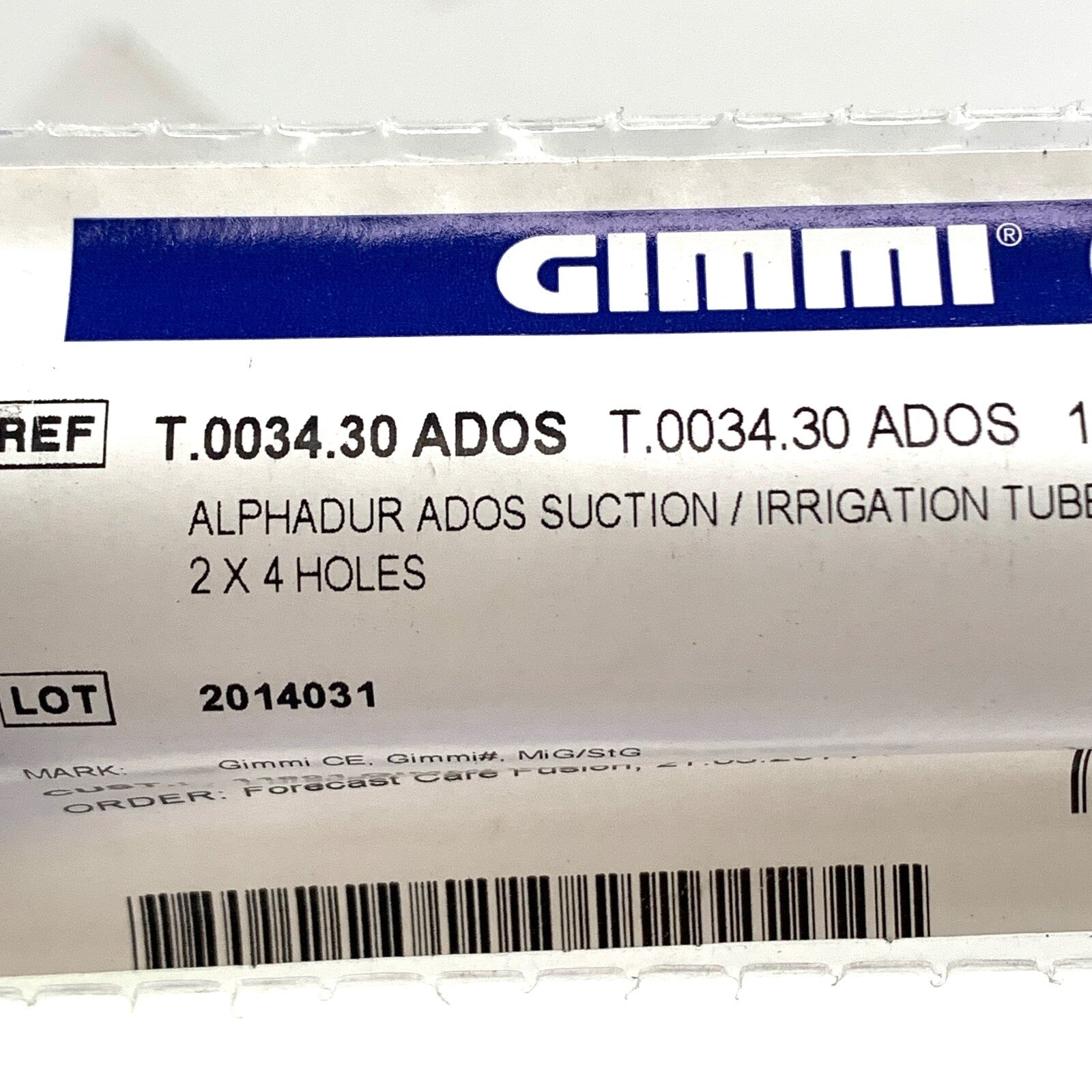 Gimmi REF T.0034.30 ADOS, Alphadur ADOS Suction/Irrigation Tube, 2x4 Holes