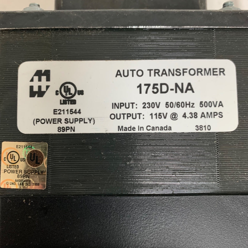 Autotransformer, plug-in, 230VAC, 50/60 Hz to 115VAC, 500VA, 175 Series
