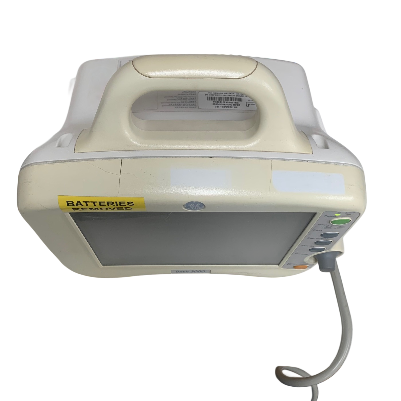 GE DASH 3000 PATIENT MONITOR - ECG, SPO2, NIBP, TEMP - NO BATTERIES OR PRINTER