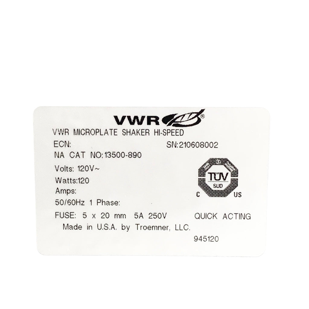 VWR Scientific REF DMS-2500, High Speed Micro Plate Shaker