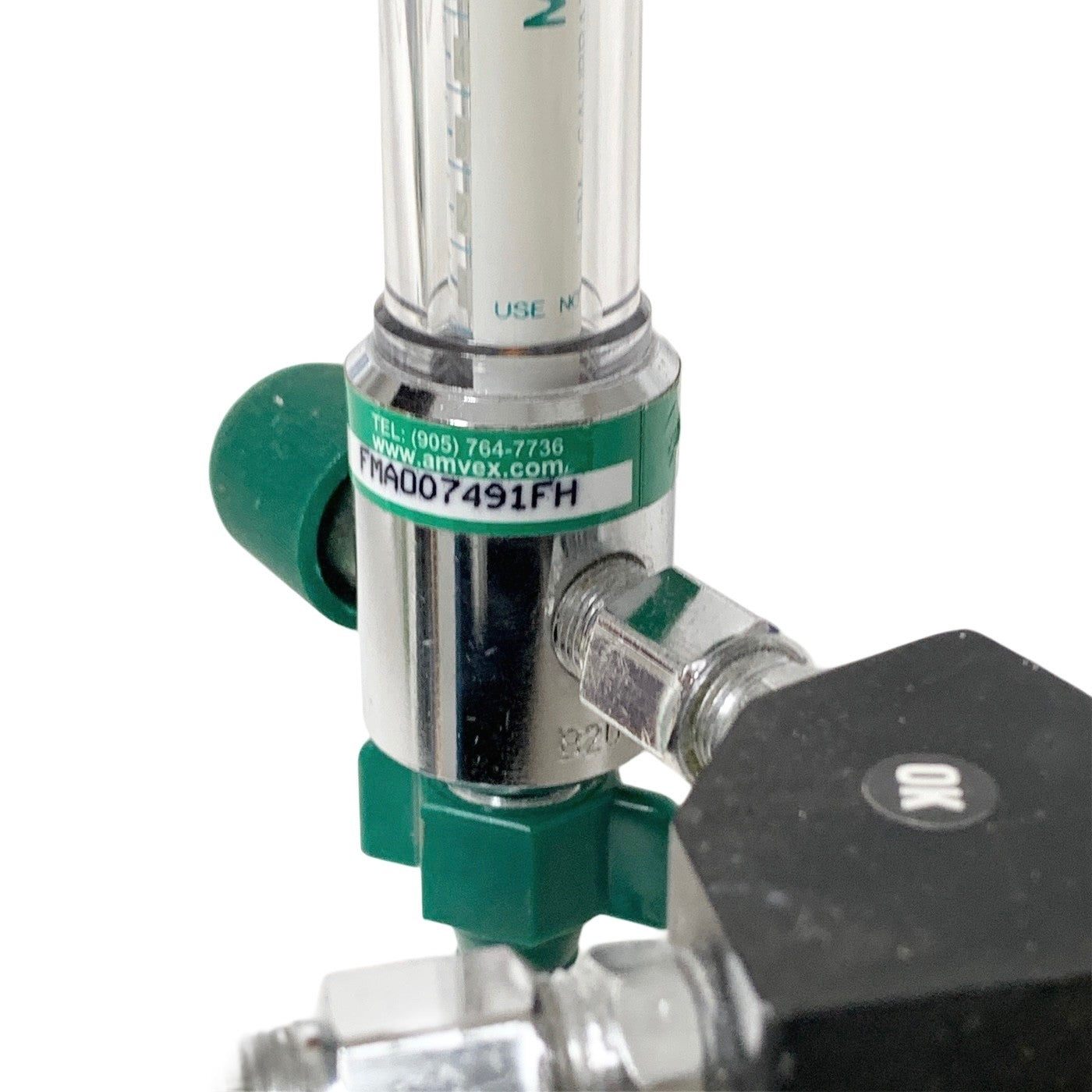 Amvex Corporation Dual O2 Flowmeter, Model O2, w/ Y Block Assembly, MALE CONNECT