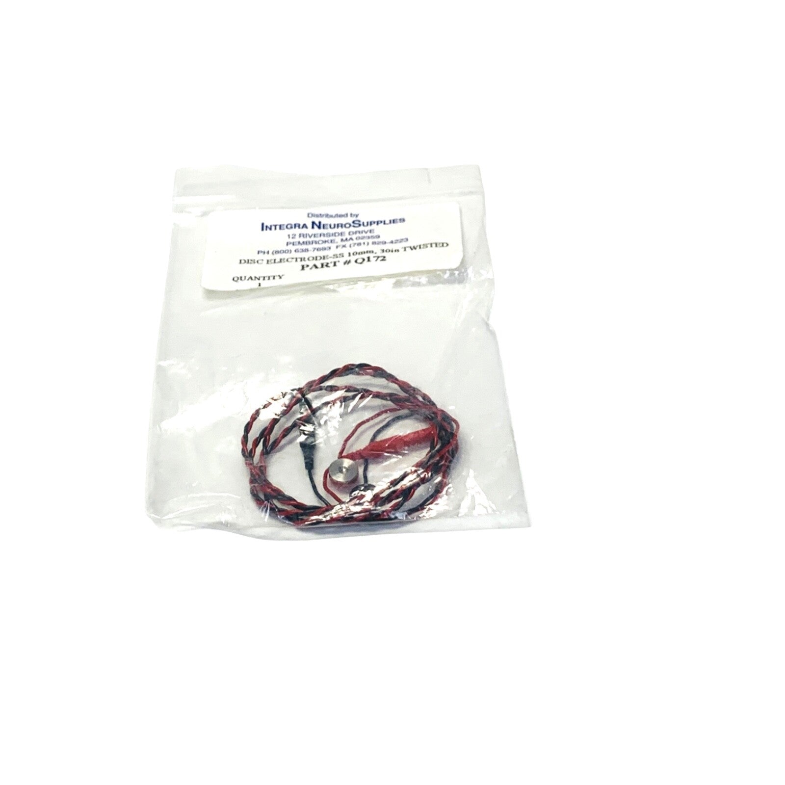 INTEGRA NEUROSUPPLIES REF Q172, DISC ELECTRODE-SS 10mm, 30in TWISTED PART