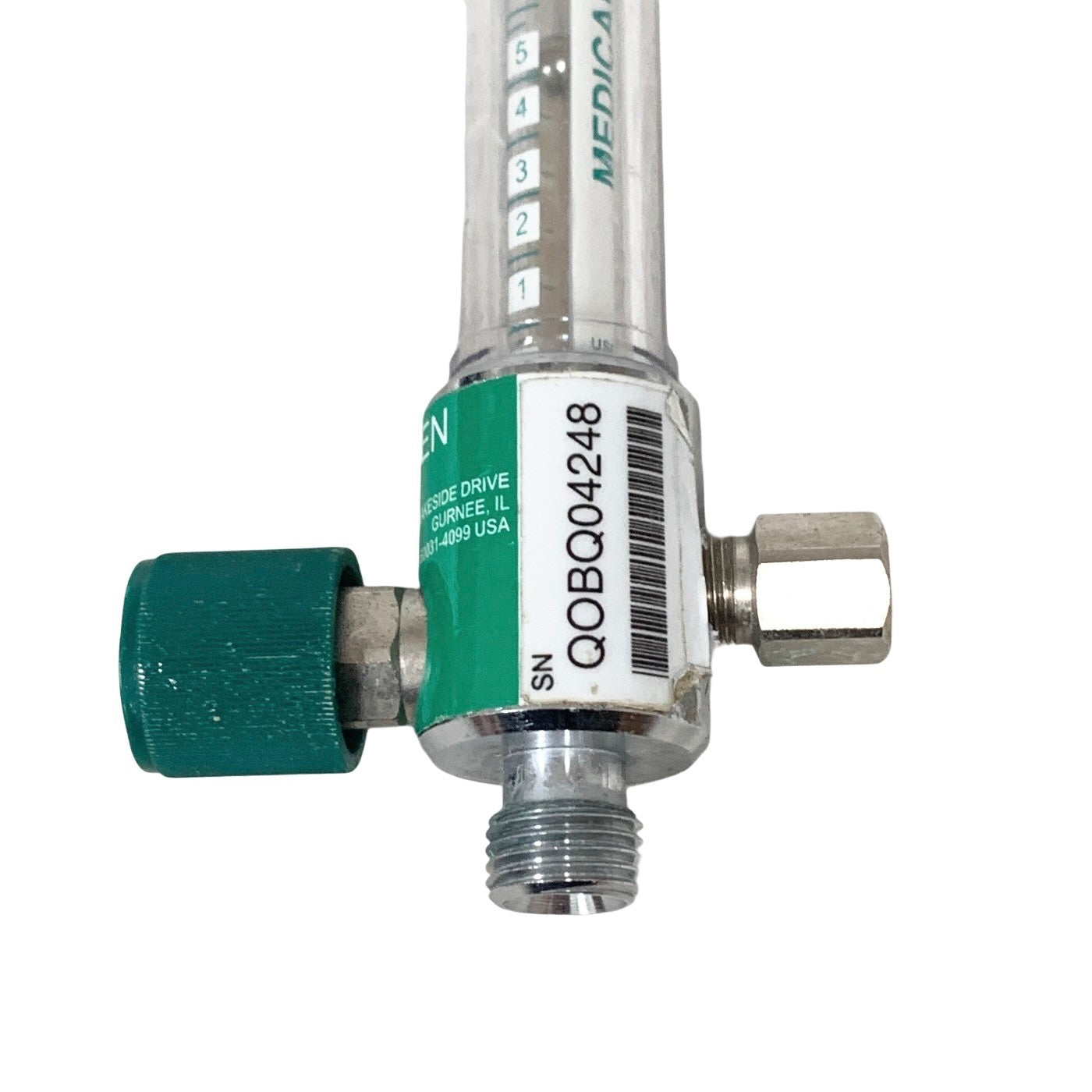 Ohio Medical Oxygen Flowmeter 0-15 LPM O2 Pressure Compensated DISS Connection