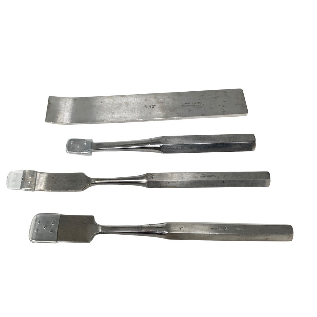 JARIT REF 250-124, 250-265, LOT OF 4 SURGICAL HIBBS OSTEOTOME INSTRUMENTS