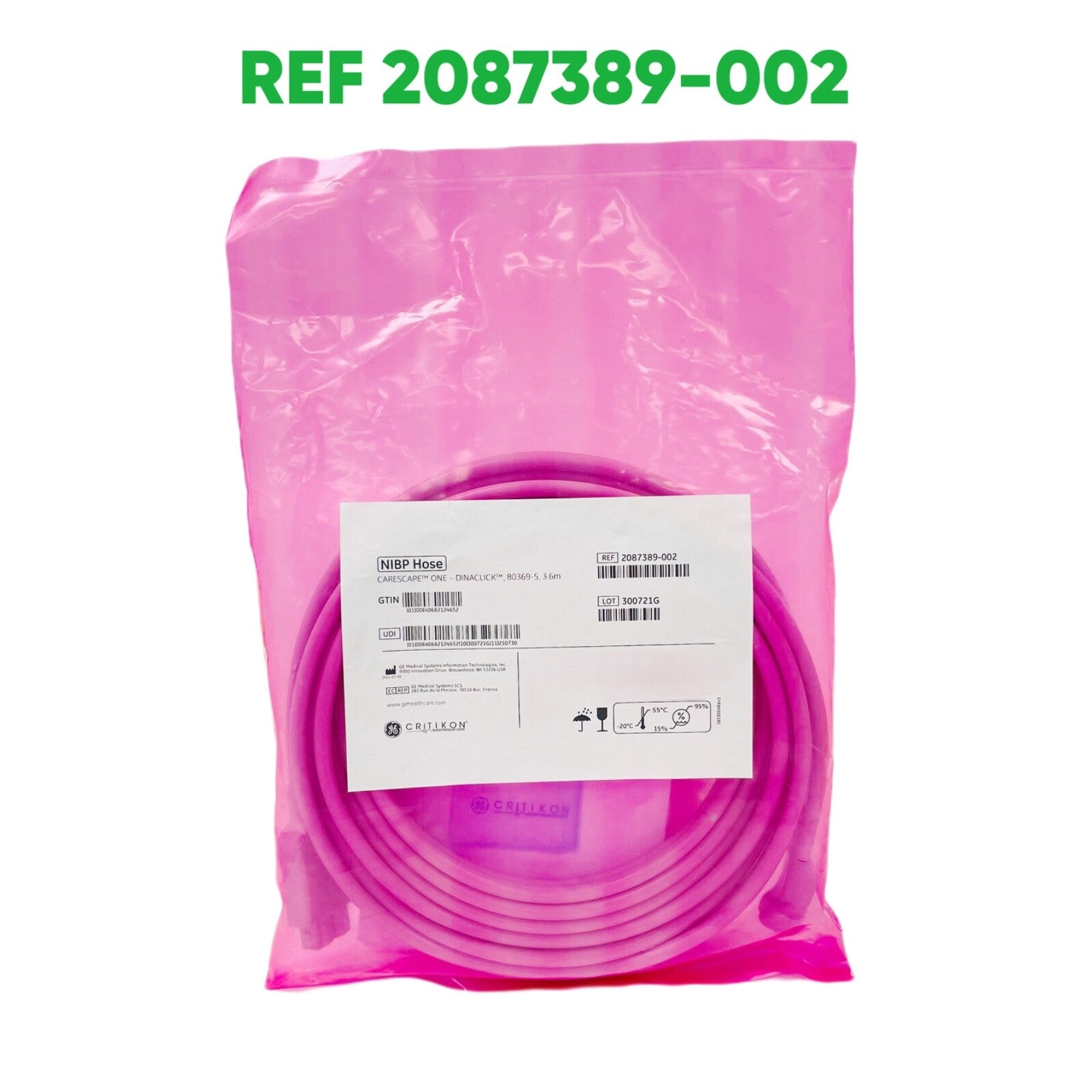 Ge Critikon REF 2087389-002 Nibp Hose Carescape™ One - Dinaclick, 80369-5, 3.6M