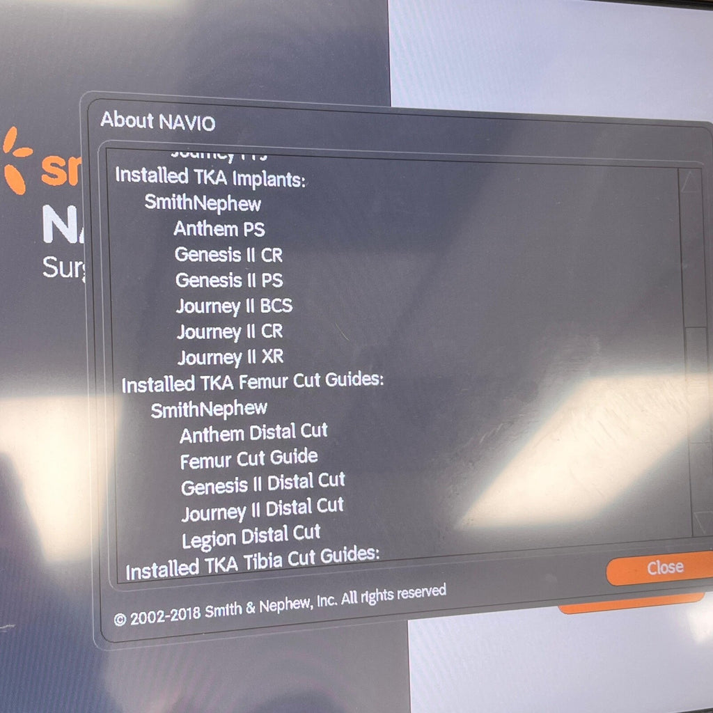 Smith & Nephew REF NPFS-02000, Blue-Belt NAVIO Robotics-Assisted Surgical System