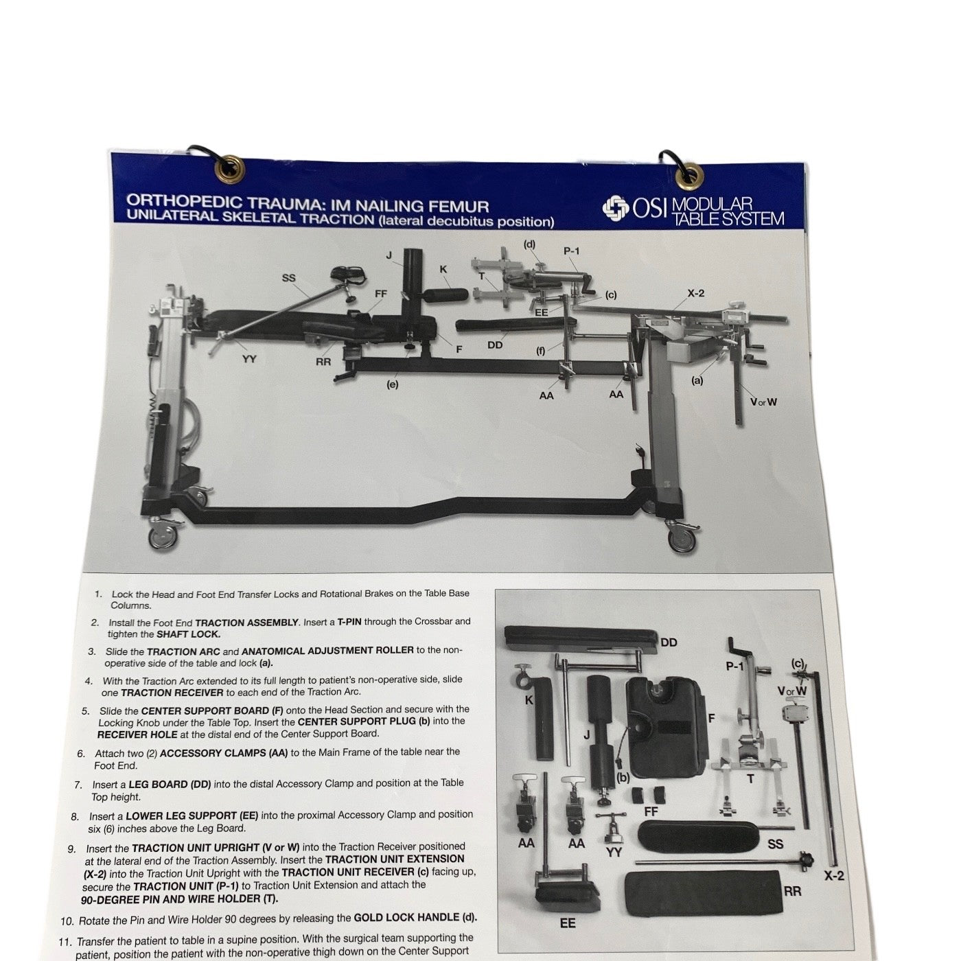 Mizuho OSI MODULAR TABLE SYSTEM INSTRUCTION GUIDE CHART