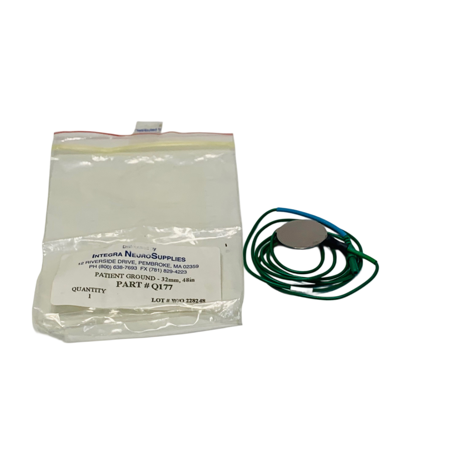 Integra NeuroSupplies REF Q177,  GROUND PLATE ELECTRODE, 32MM
