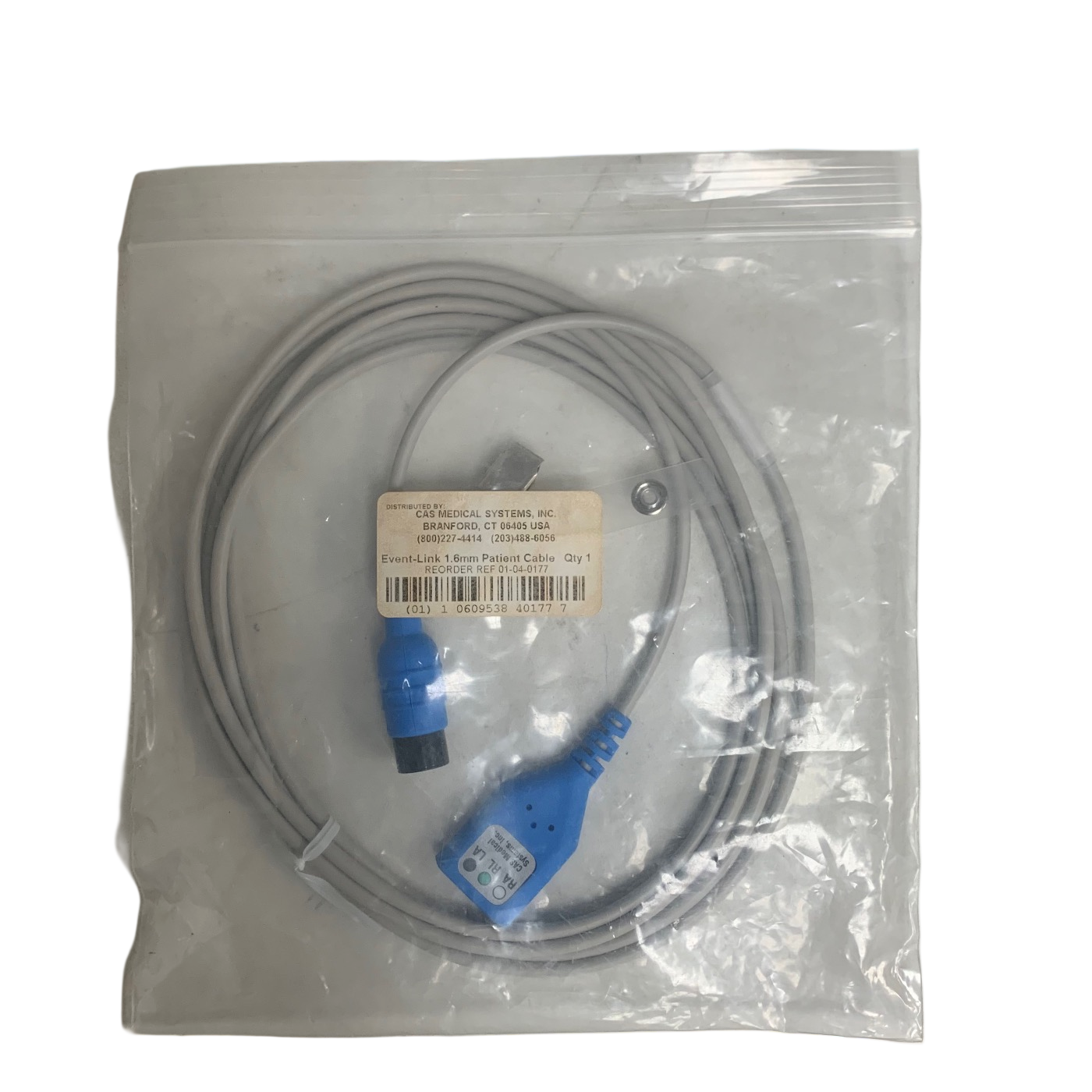 CAS MEDICAL SYSTEMS CABLE FOR EVENT-LINK 1.6MM PATIENT CABLE REF 01-04-0177