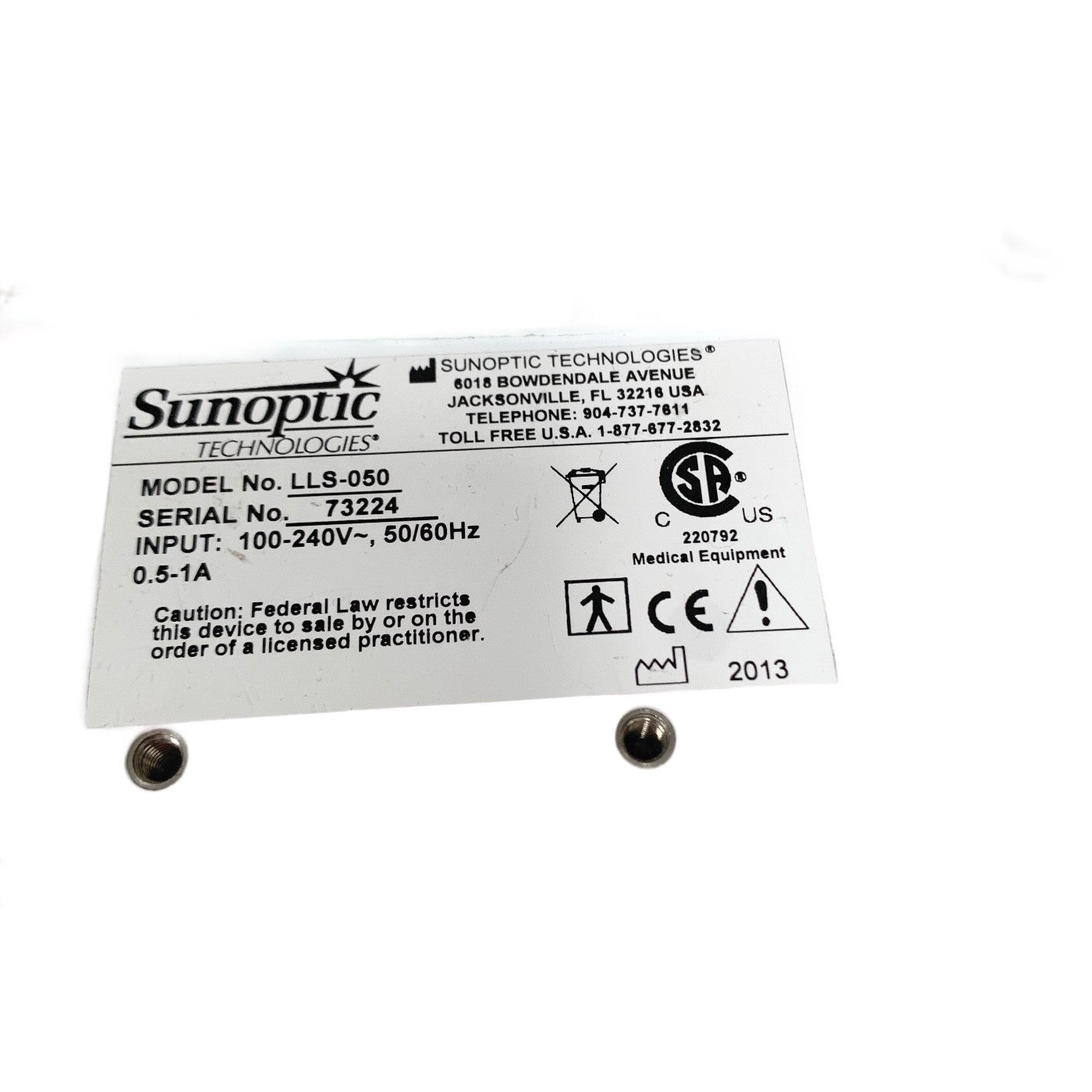 SUNOPTIC REF LLS-050, LED 50 LIGHT SOURCE, FOR PARTS ONLY