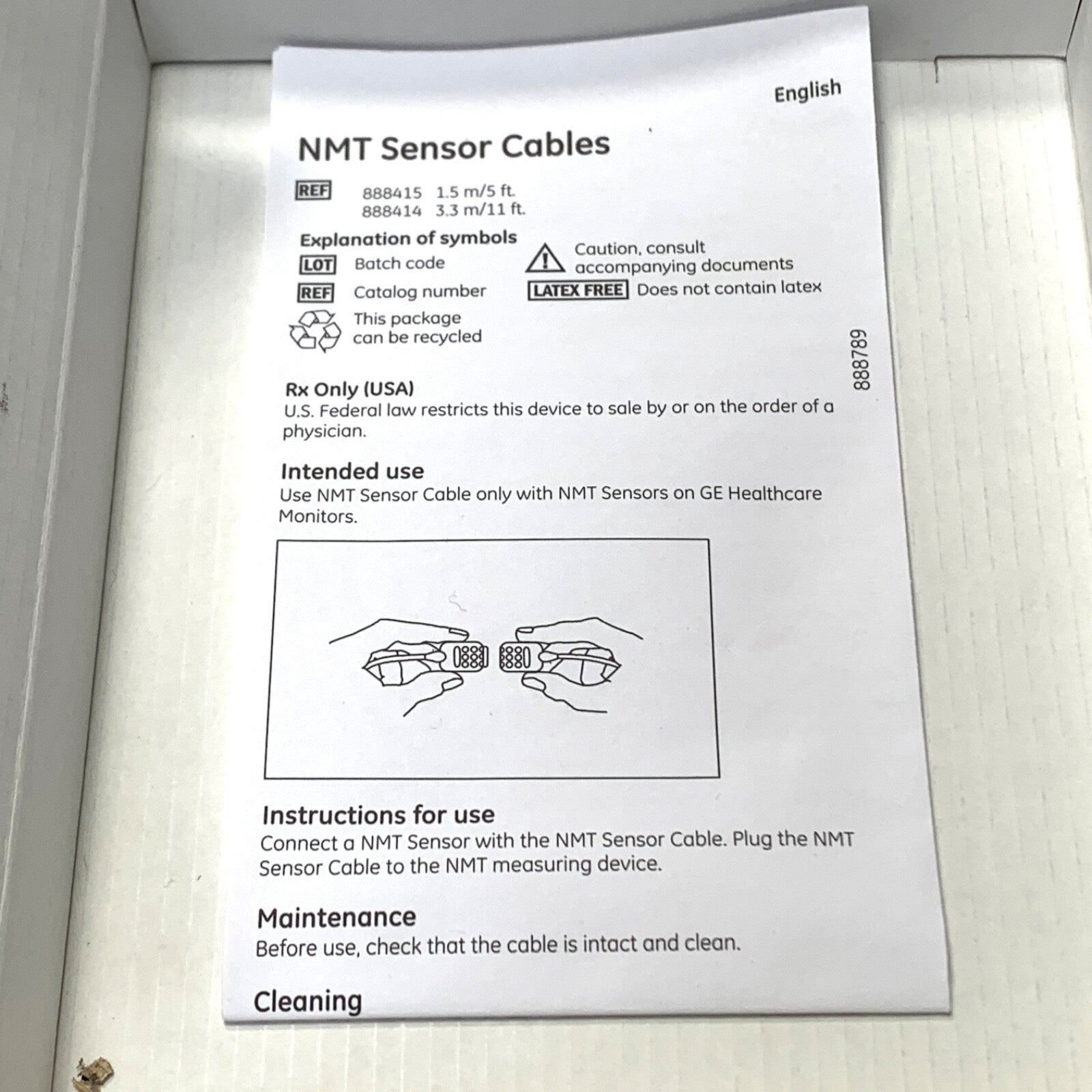 GE REF 888414, NMT Sensor Cable, 3.3m/11ft