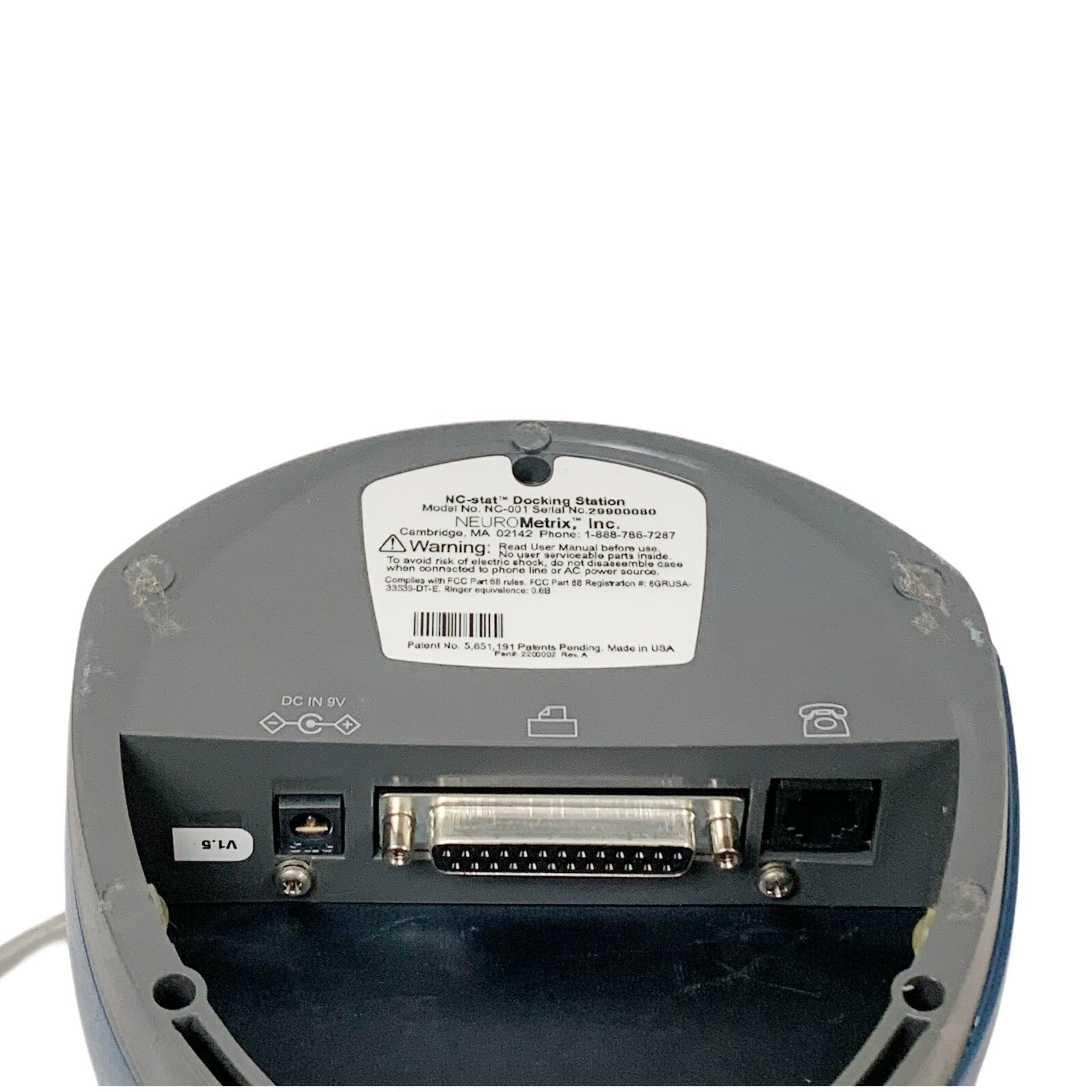 NEUROMetrix NC-Stat NC-010 Nerve Conduction Device Dock, NO POWER SUPPLY