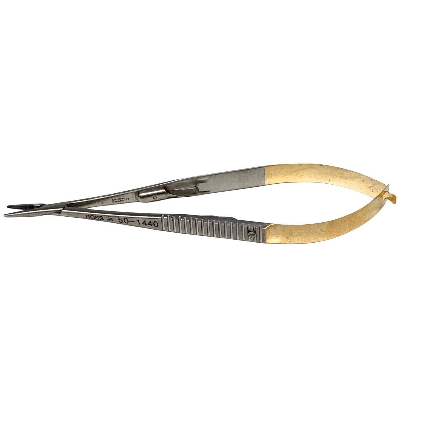 BOSS REF 50-1440, 5 1/2″ Castroviejo “GG” Needle Holder curved smooth w/ lock