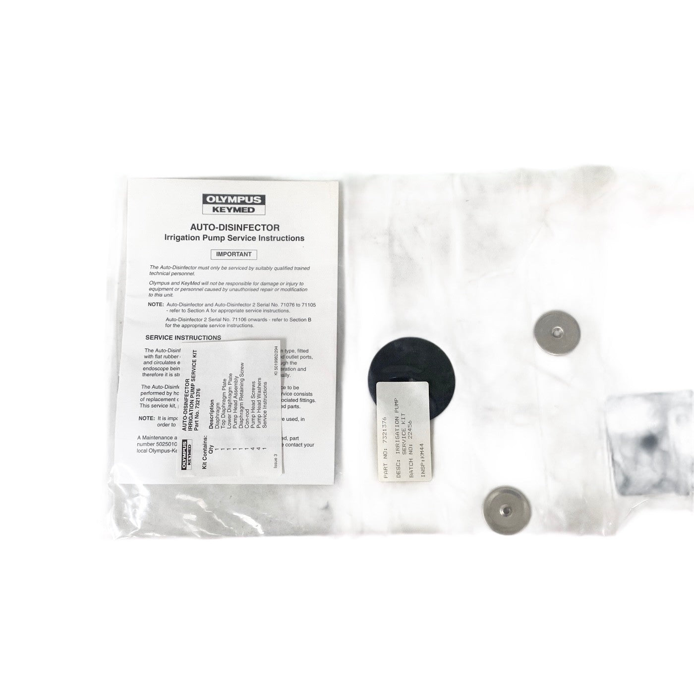 Olympus Keymed REF 7321376, Auto Disinfector Irrigation Pump Service Kit OEM New