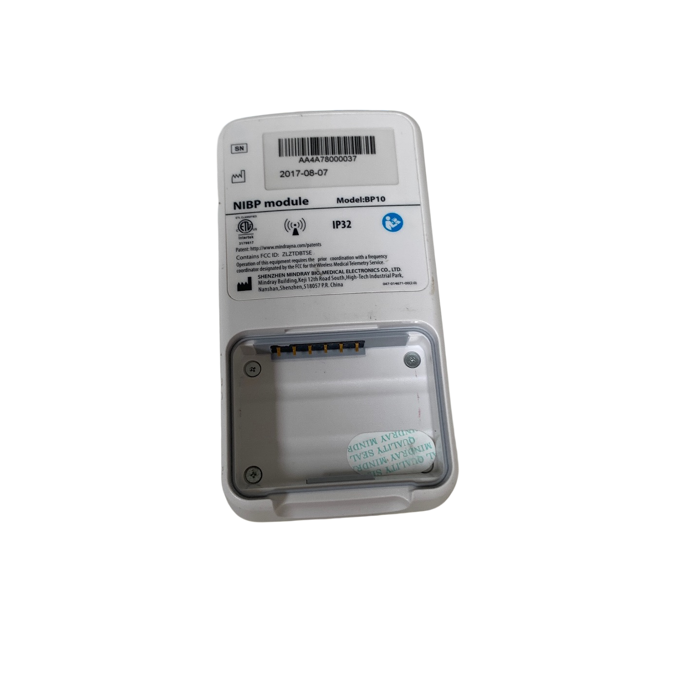 MINDRAY REF BP10, NIBP MODULE, MISSING BATTERY AND COVER