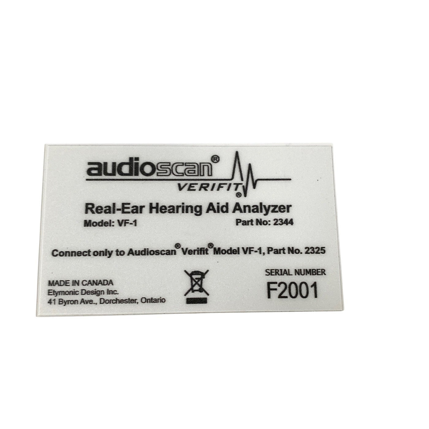 Audioscan 2344 Verifit VF-1 Real-Ear Hearing Aid Analyzer Etymonic Design System