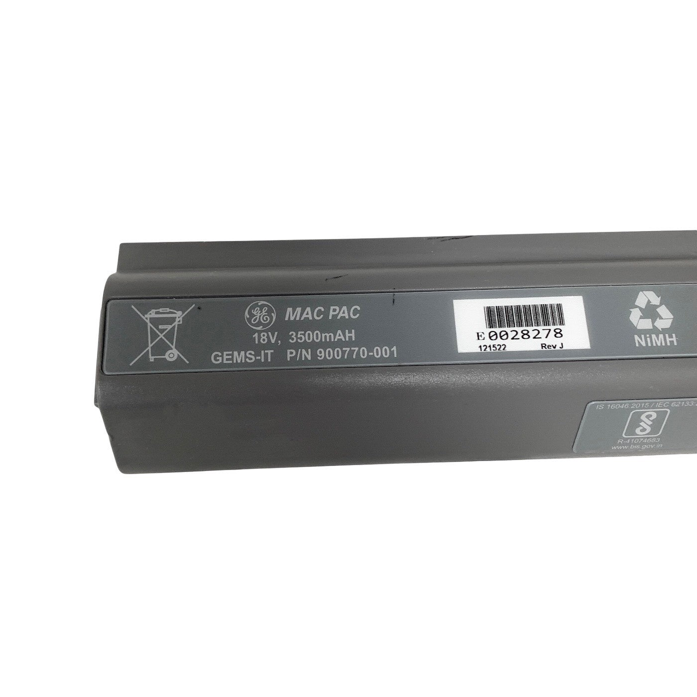 GE REF 900770-001, MAC PAC 3500MAH BATTERY PACK, 18V